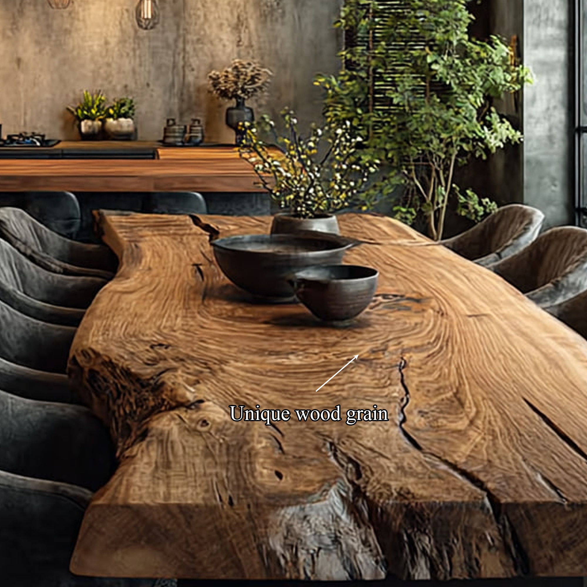 Rustic Live Edge Dining Table Contemporary Home SINLKIDT083