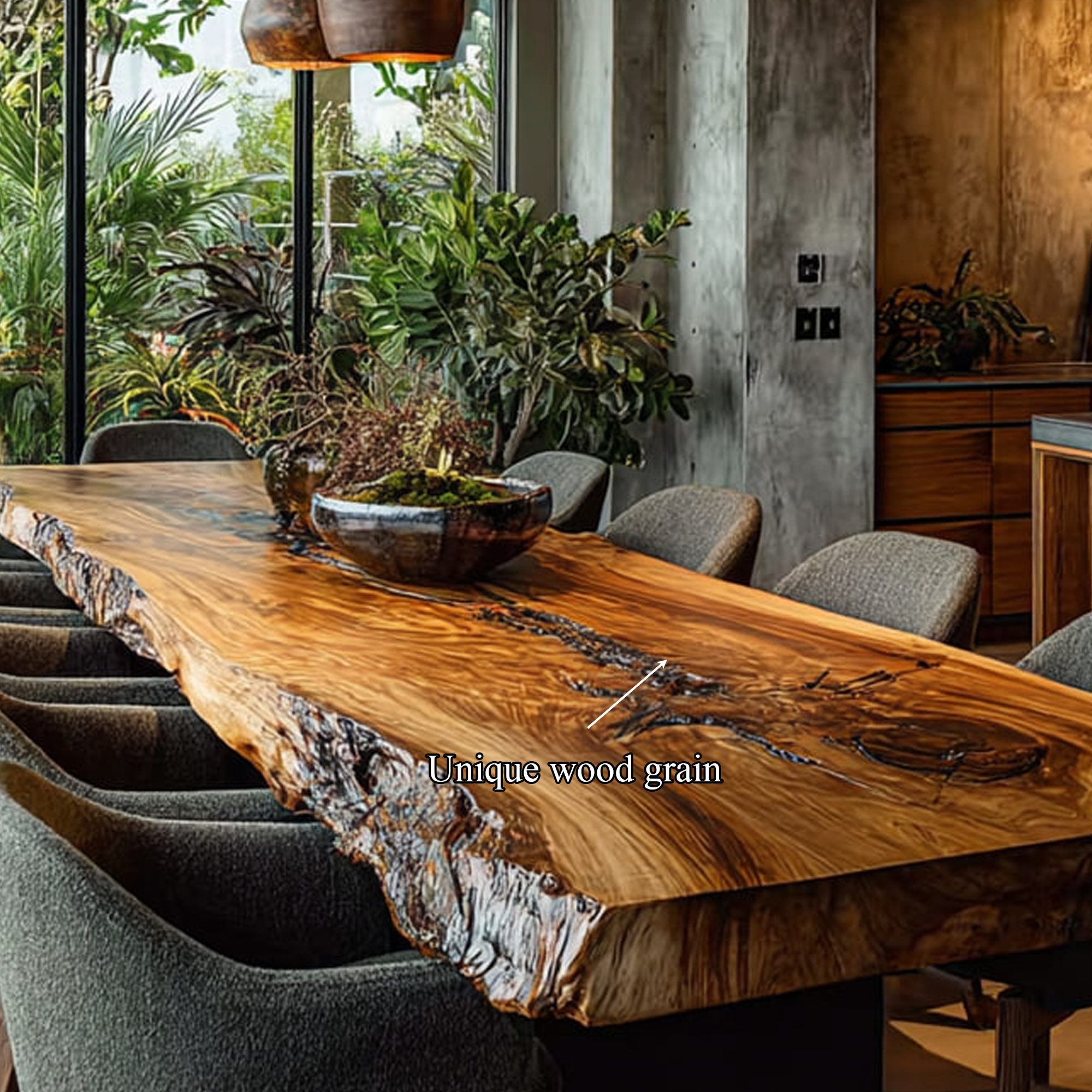 Rustic Live Edge Long Dining Table Living Space SINLKIDT082