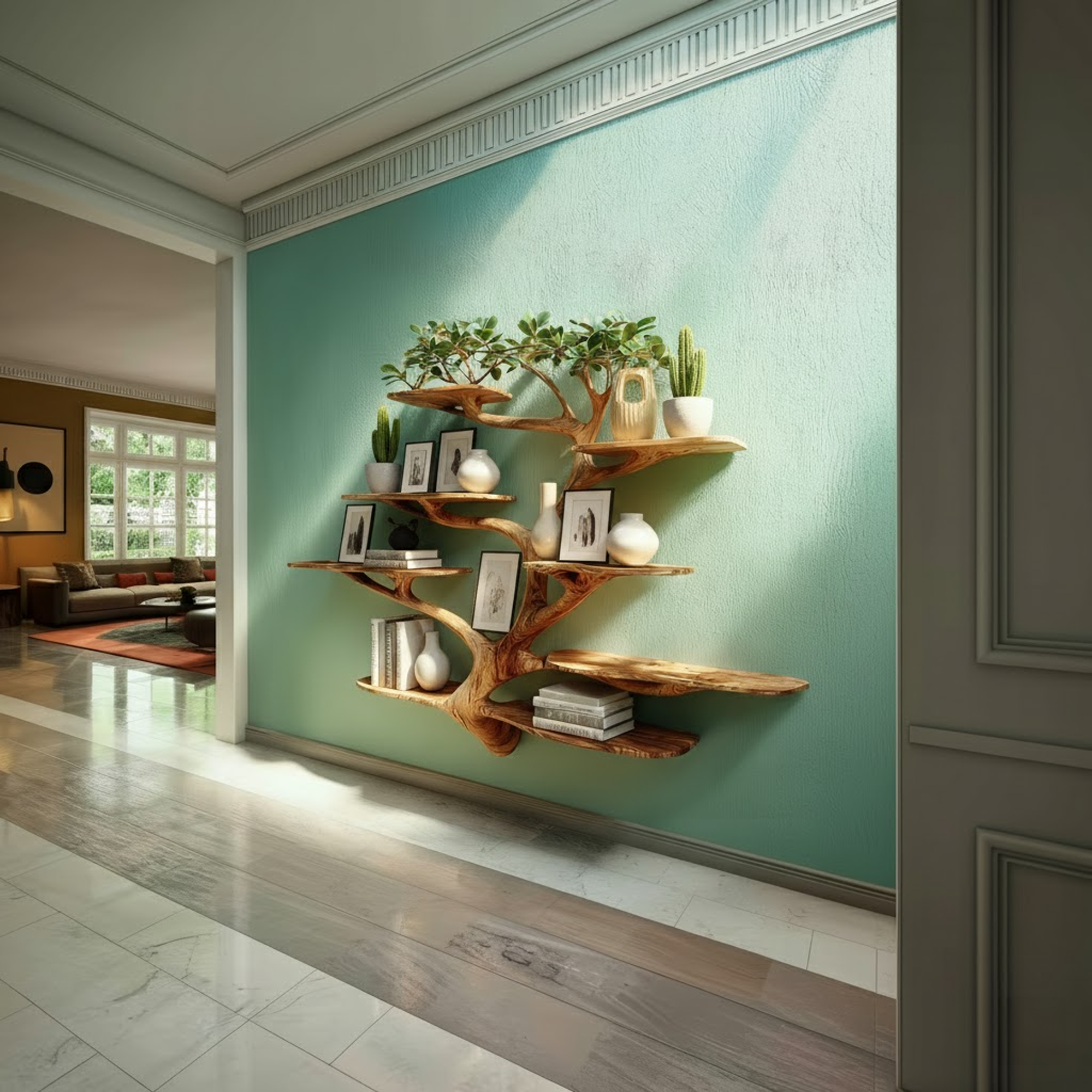 Rustic Organic Tree Branch Shelf Living Room Or Office SINLKITB600