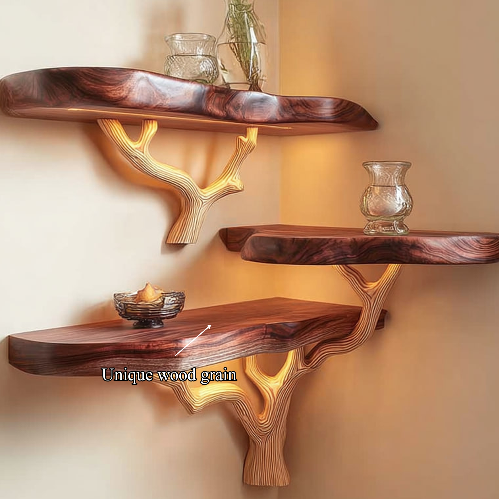 Mid Century Corner Floating Shelf Living Room SINLKIFL120