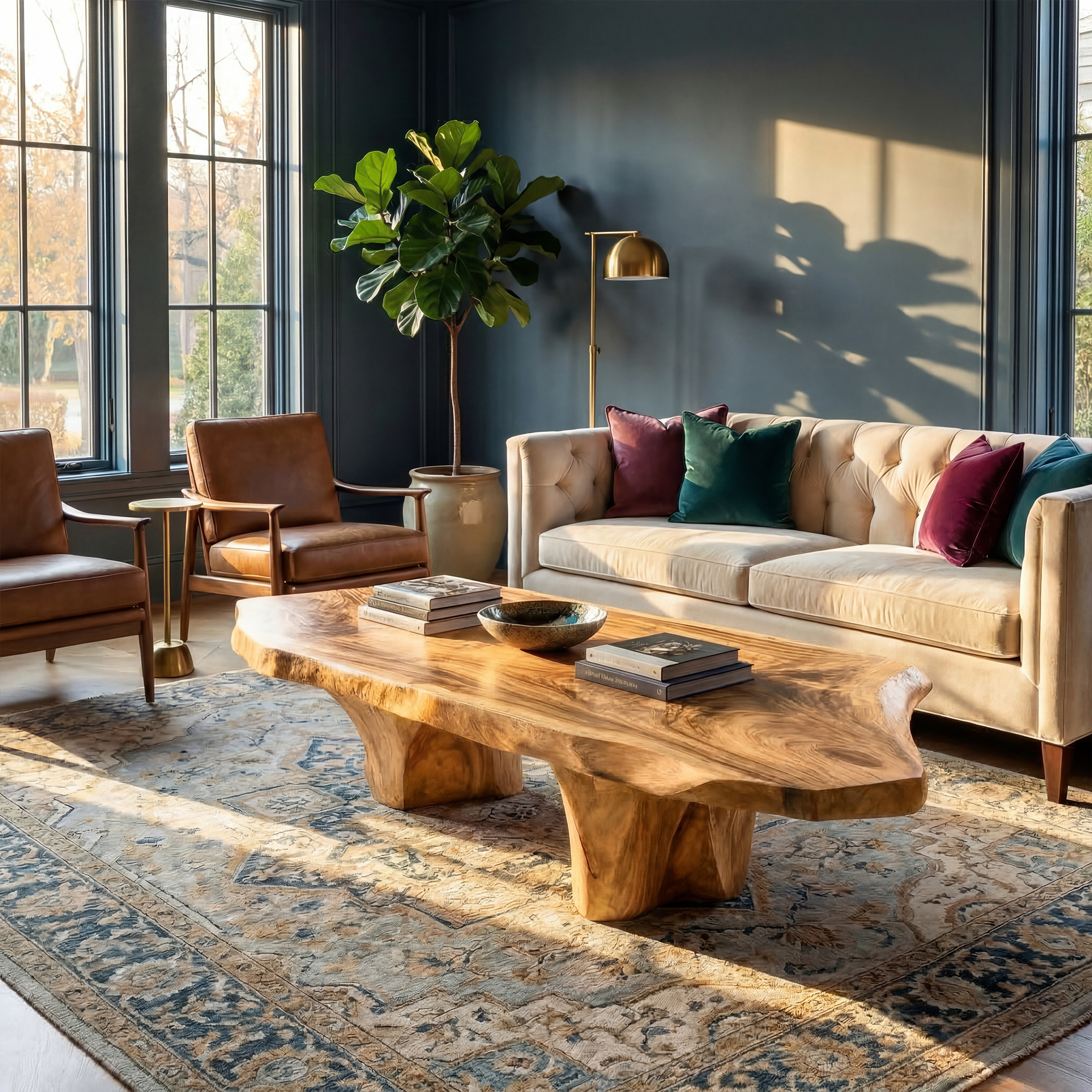 Rustic Sculptural Coffee Table For Living Room And Bedroom SINLKICF339