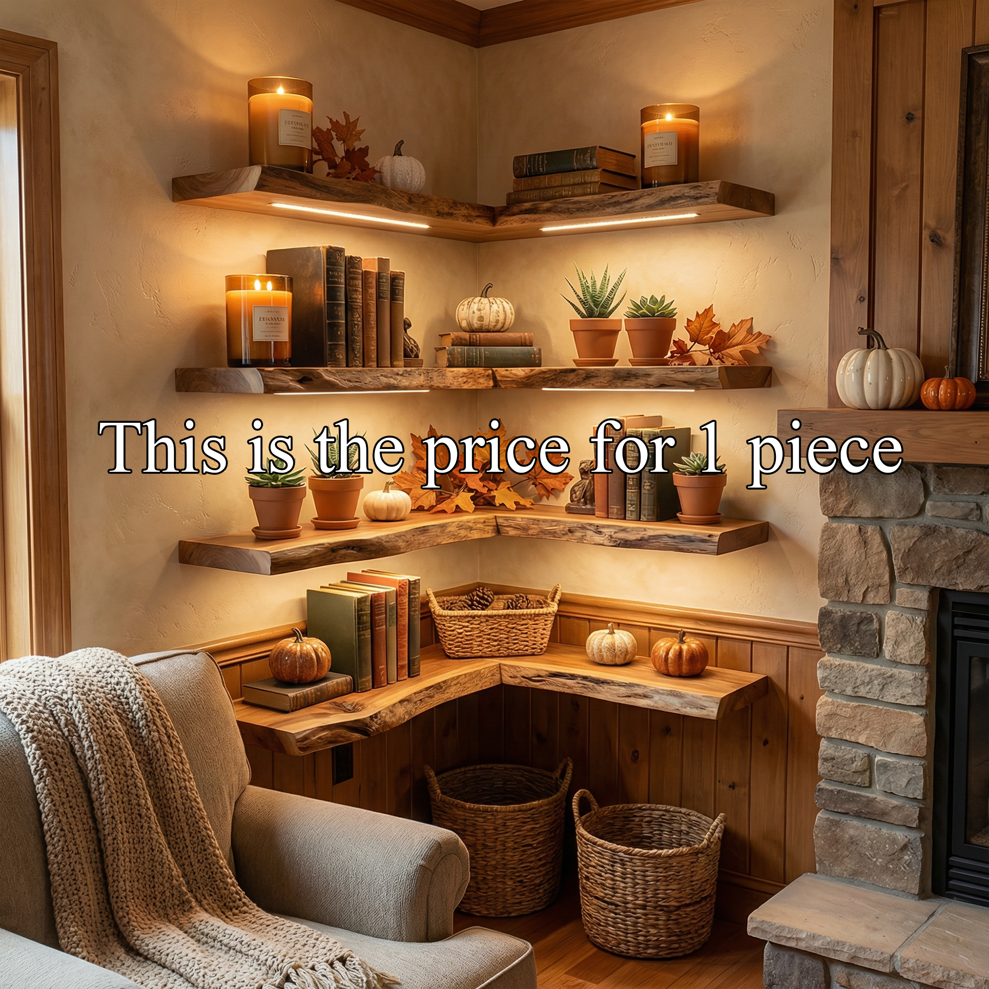 Modern Cozy Corner Floating Wall Shelves Solid Wood Reading Nook Display SINLKIFL502