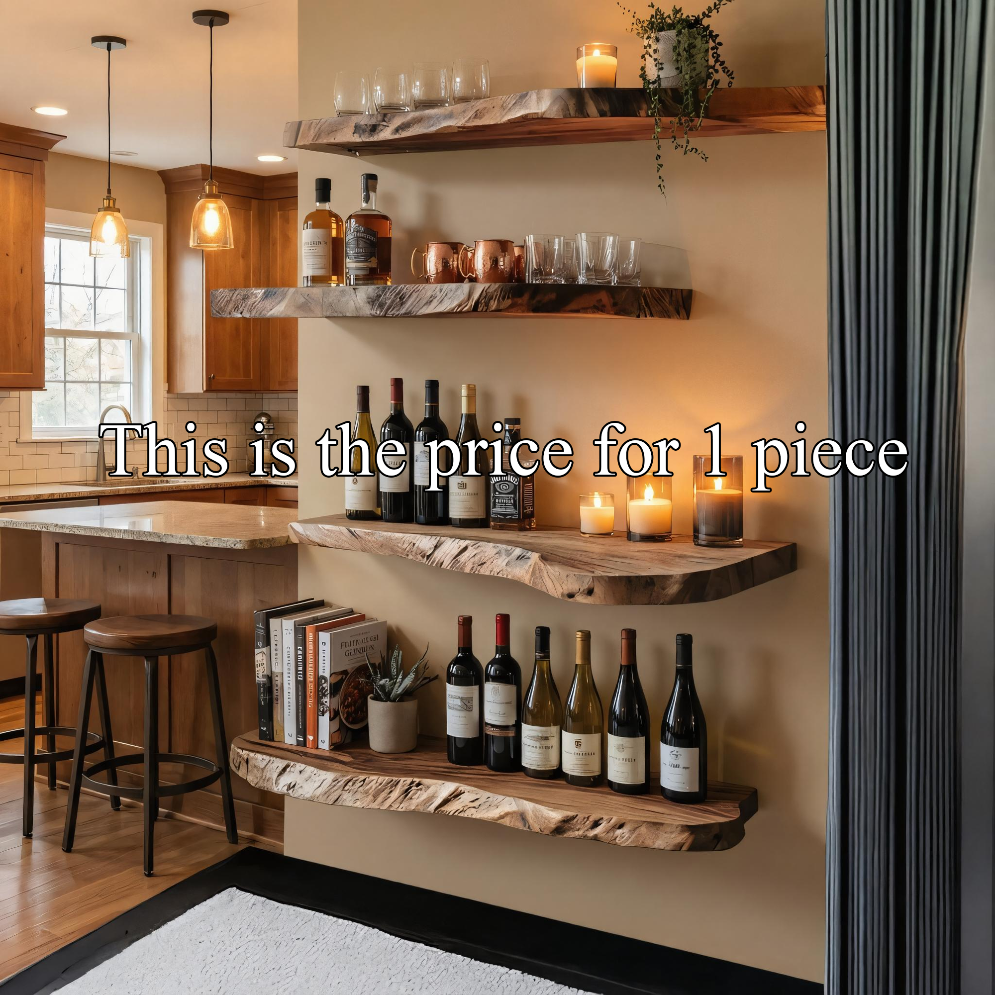 Industrial Rustic Floating Wine Display Shelves Solid Wood Wall Rack SINLKIFL505