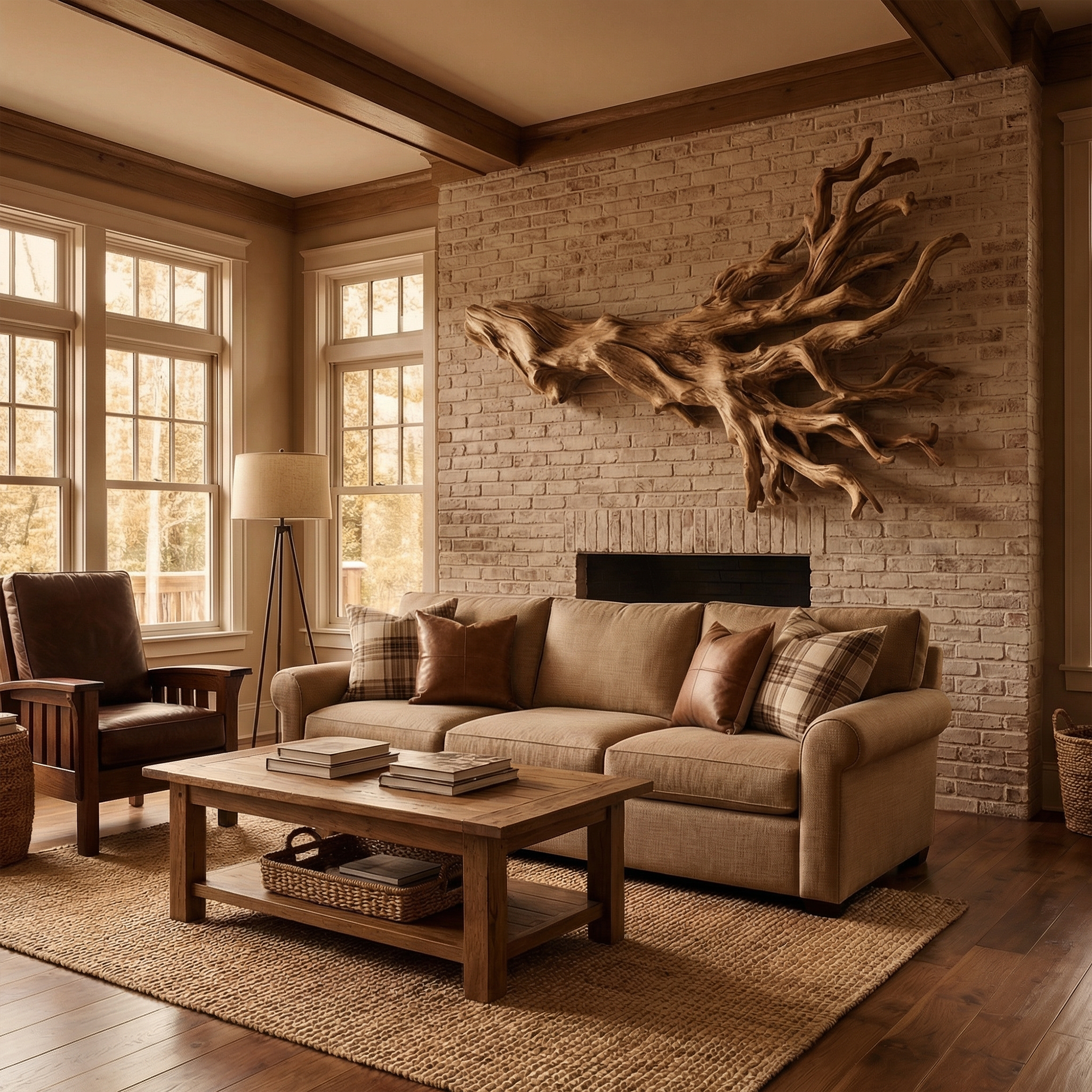 Rustic Driftwood Branch Wall Sculpture Living Room SINLKIWD053