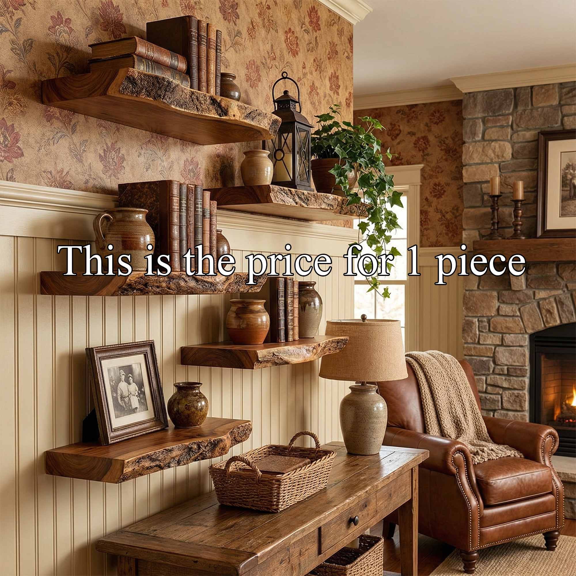 Rustic Floating Wall Shelves Solid Wood Vintage Home Display SINLKIFL504