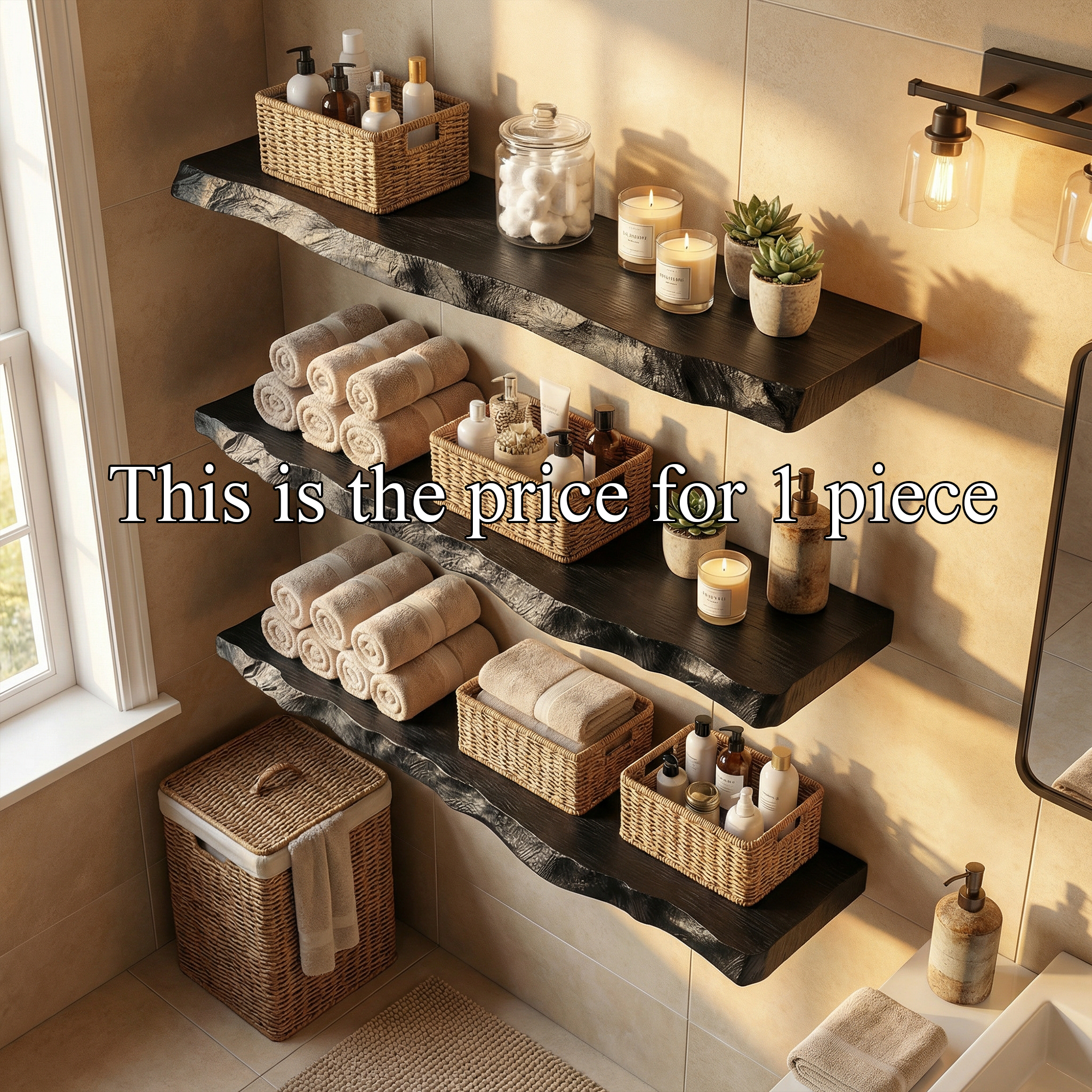 Modern Black Marble Floating Bathroom Shelves Wall Mounted Storage SINLKIFL507