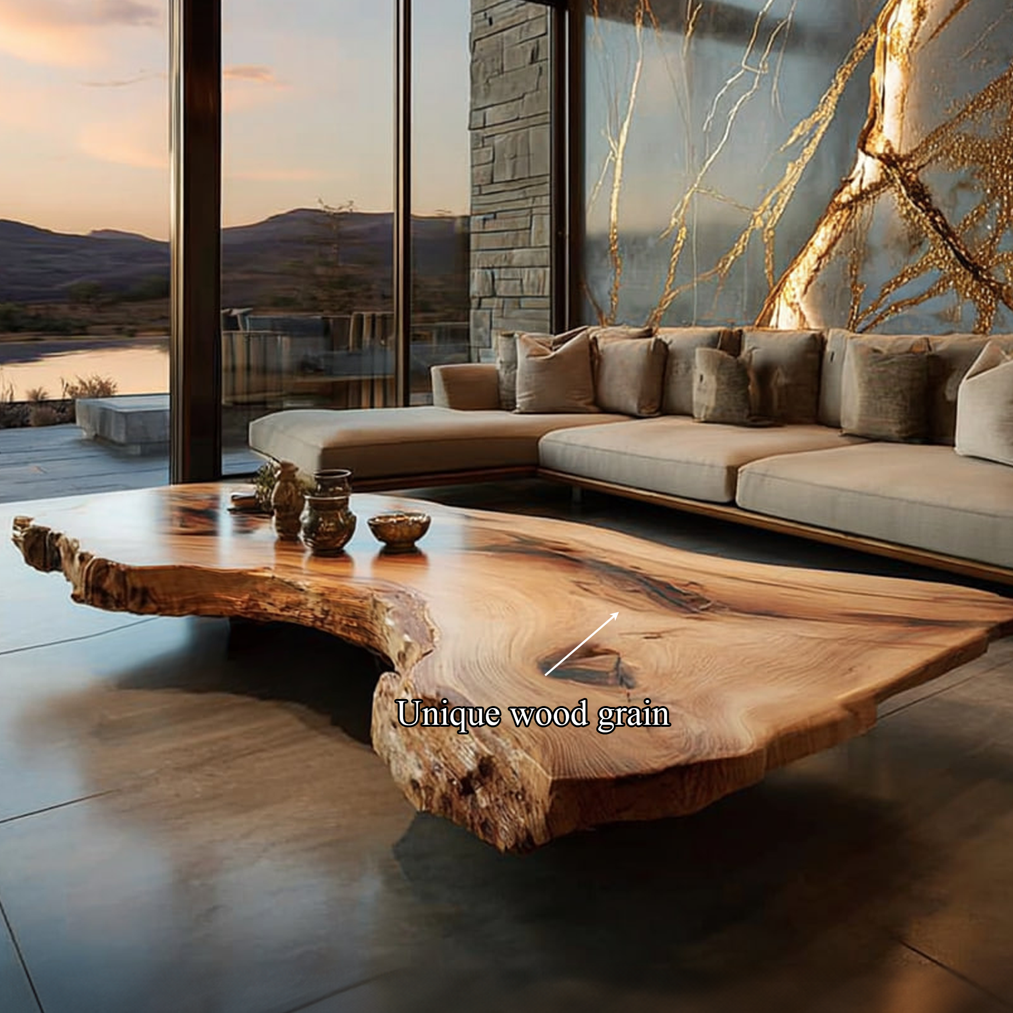 Rustic Sculptural Coffee Table Modern Living Room Display SINLKICF129