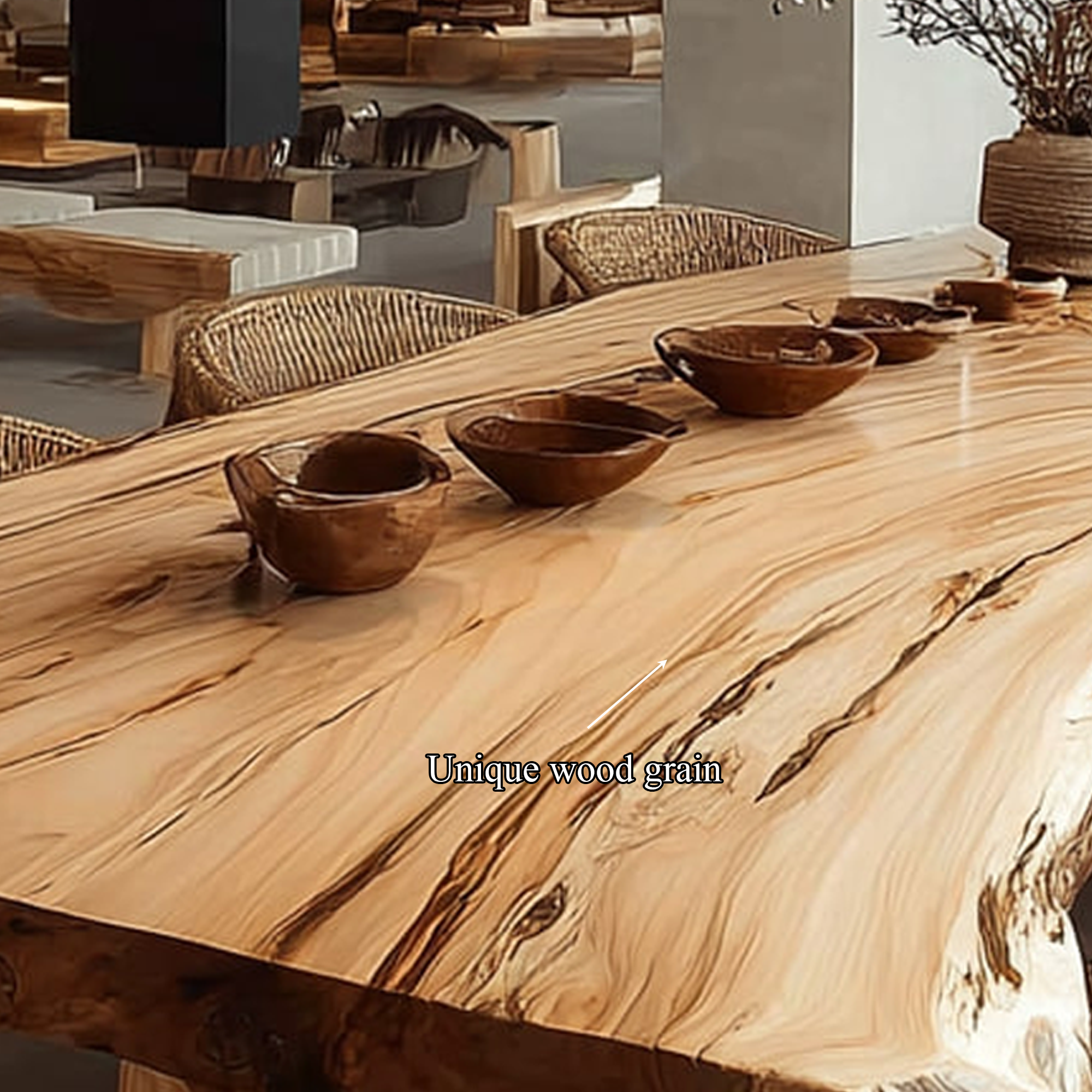 Rustic Live Edge Dining Table Open Kitchen SINLKIDT108