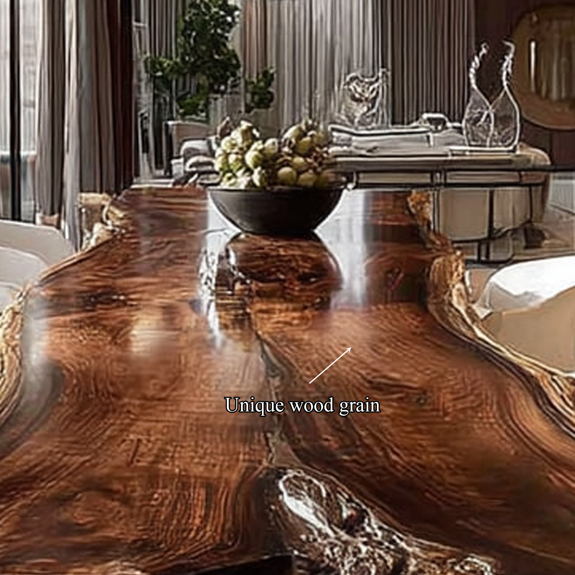 Mid Century Live Edge Timber Dining Table Kitchen SINLKIDT096