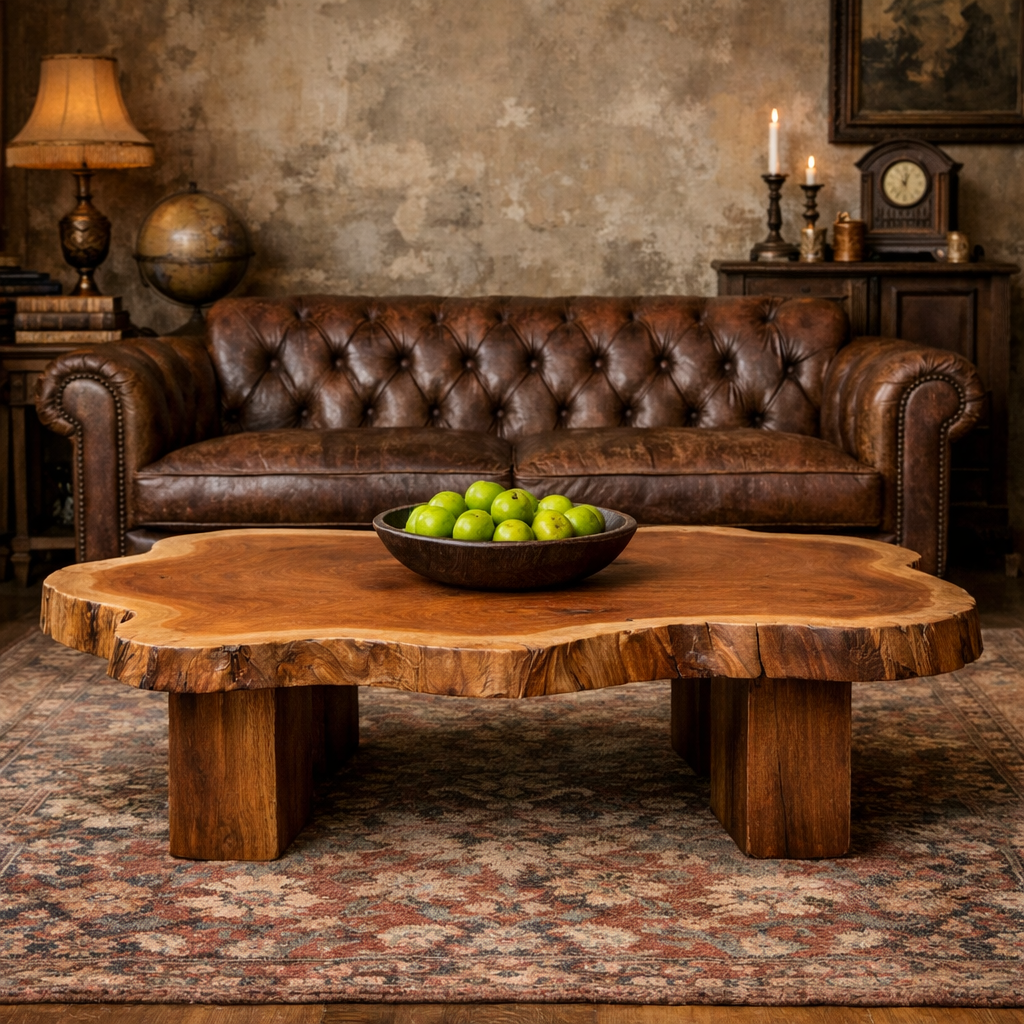 Live Edge Solid Wood Coffee Table Organic Modern Living Room Interior SINLKICF317