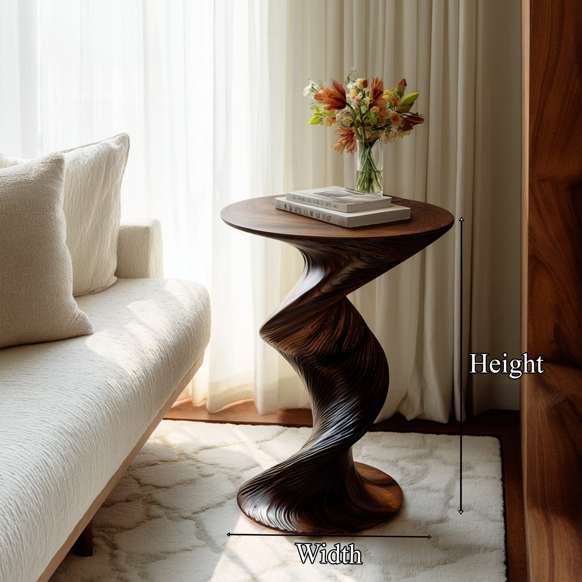 Mid Century Curved Nightstand For Bedroom And Small Space SINLKIBT236