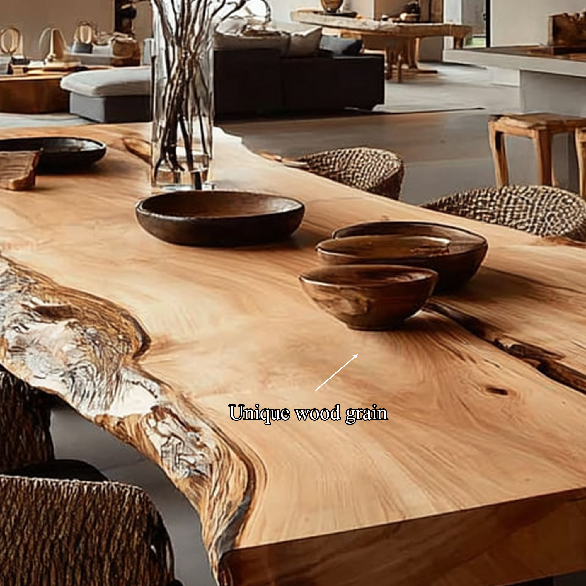 Rustic Live Edge Dining Table Farmhouse Style SINLKIDT109