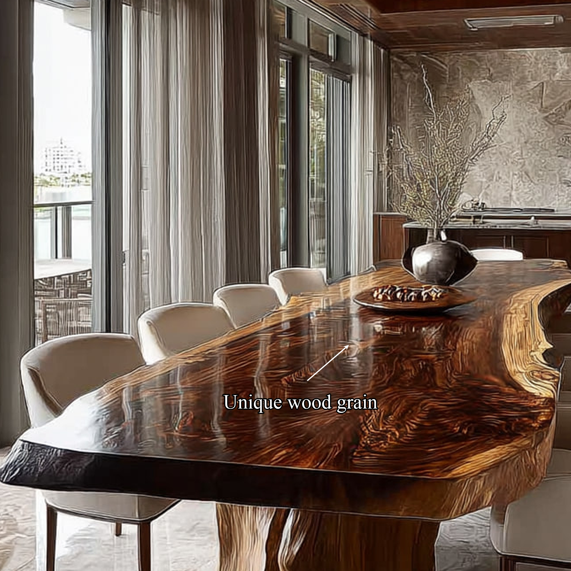 Rustic Live Edge Dining Table Office Space SINLKIDT090
