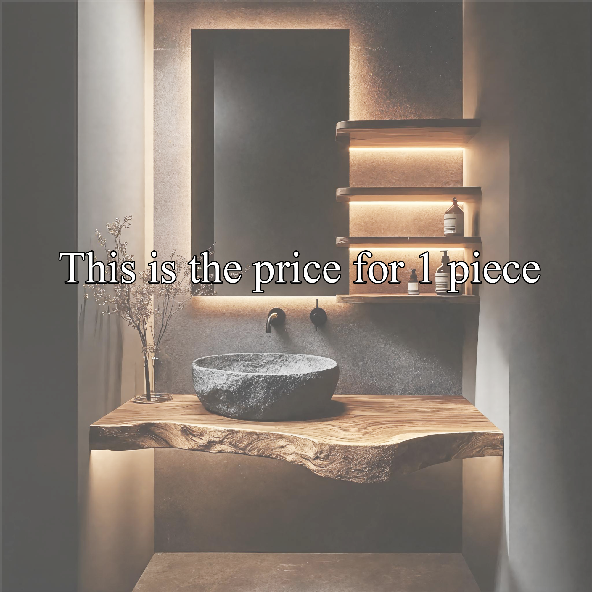 Wabi Sabi Bathroom Vanity Floating Wood Countertop Shelf SINLKIBRV250