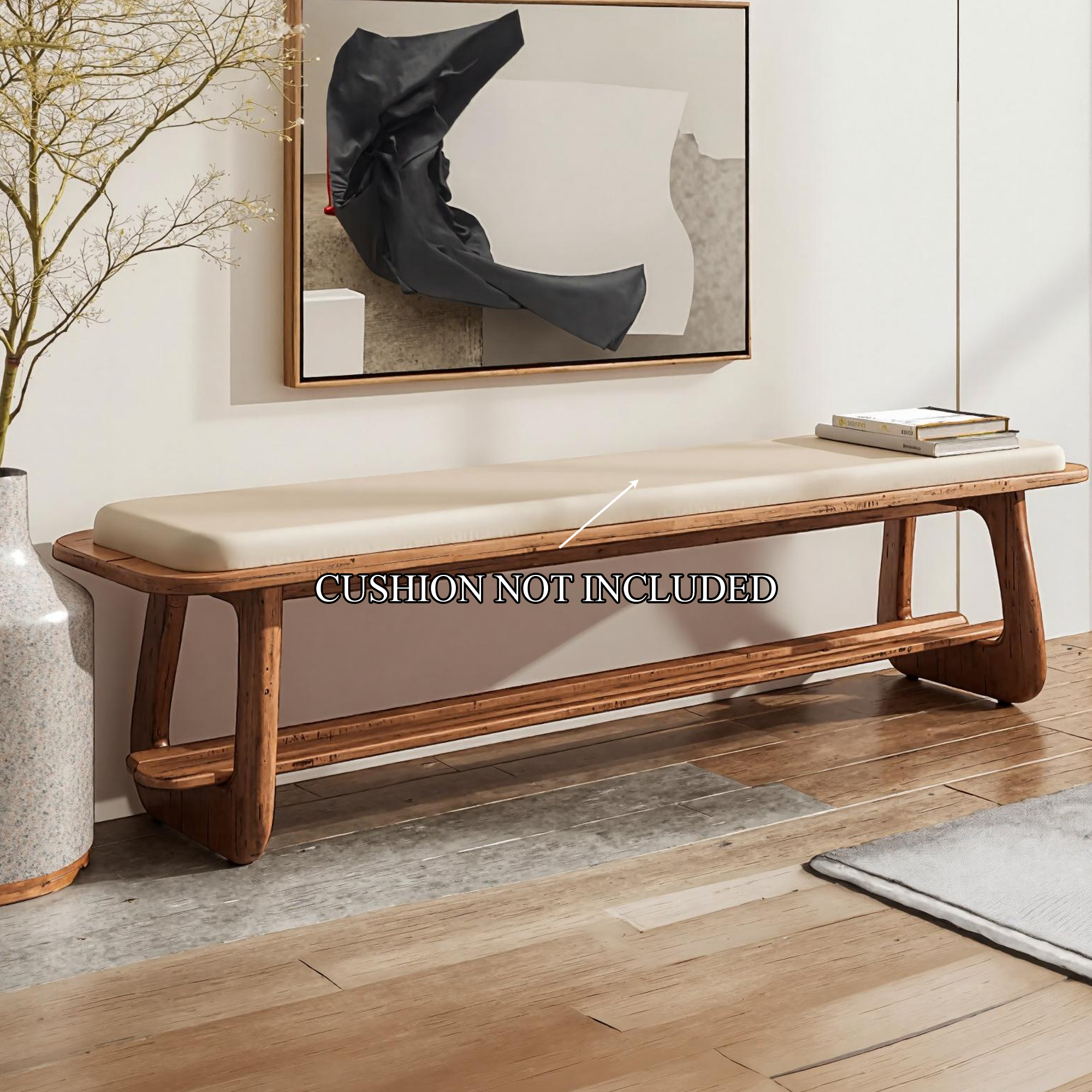 Mid Century Long Bench Entryway Dining Room Modern SINLKIRS027