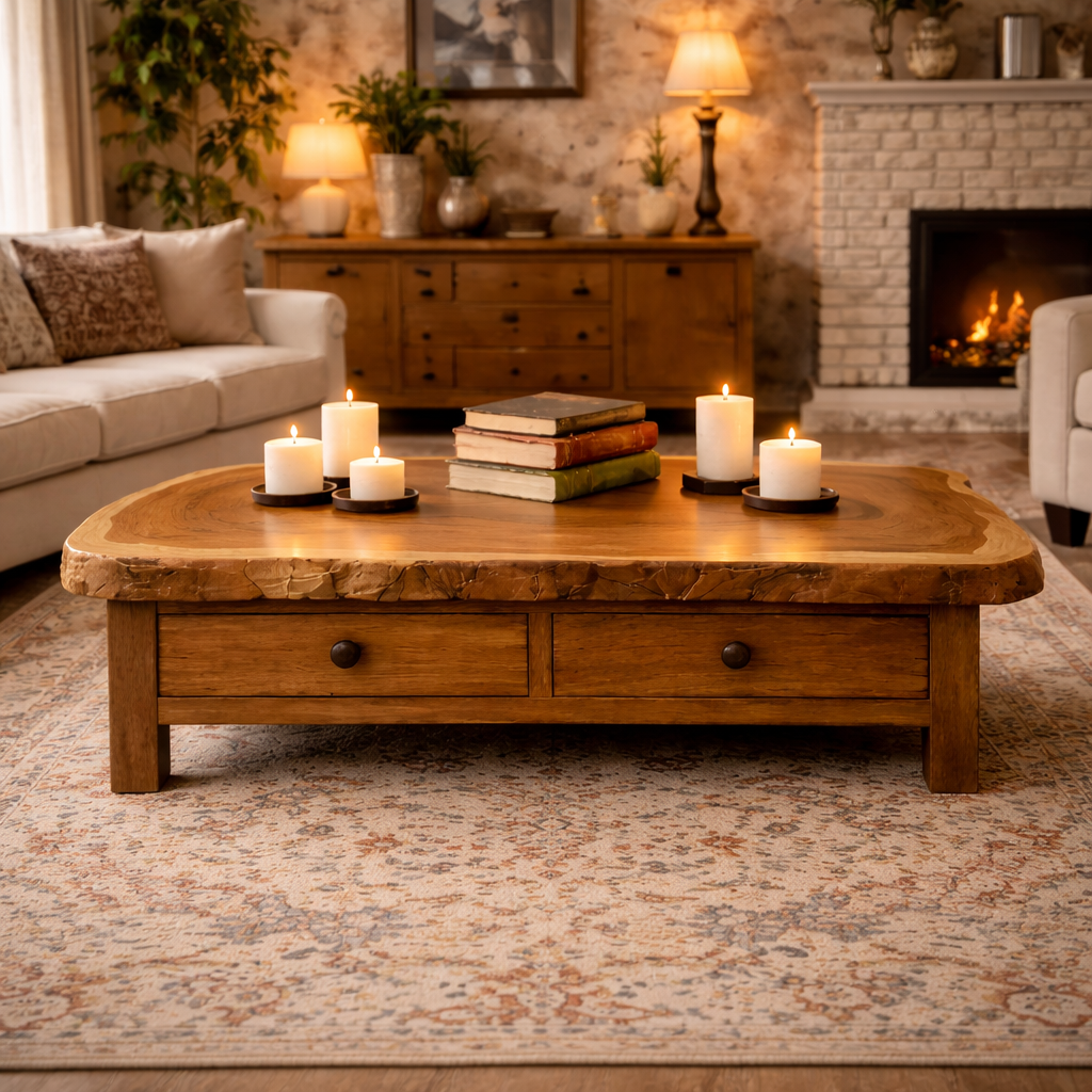 Solid Wood Storage Coffee Table Functional Modern Living Room Interior SINLKICF311