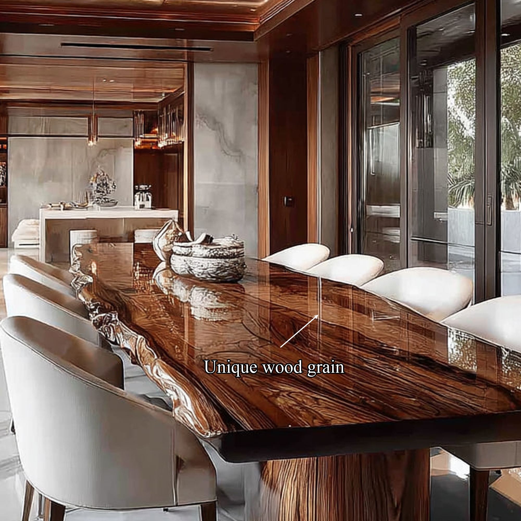 Rustic Live Edge Dining Table Modern Restaurant SINLKIDT087