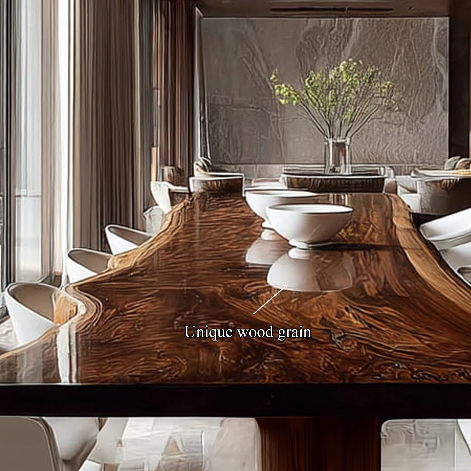 Rustic Solid Wood Slab Dining Table Dining Room SINLKIDT097