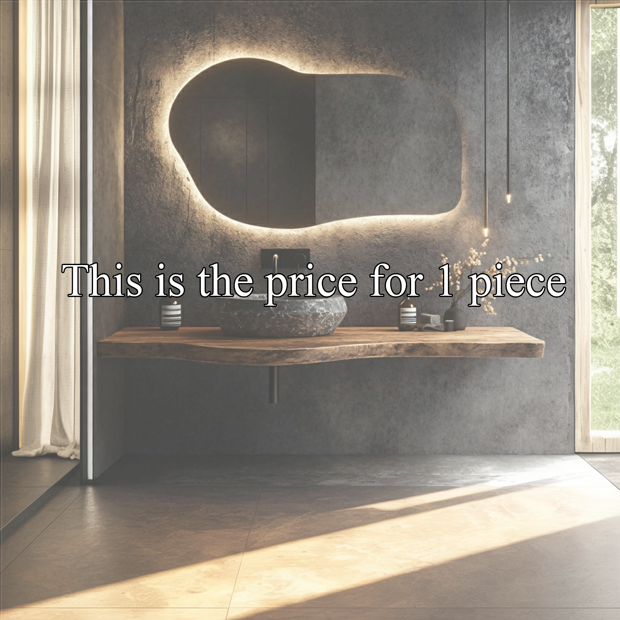 Organic Live Edge Bathroom Vanity Floating Counter Wood Shelf SINLKIBRV256SHNA