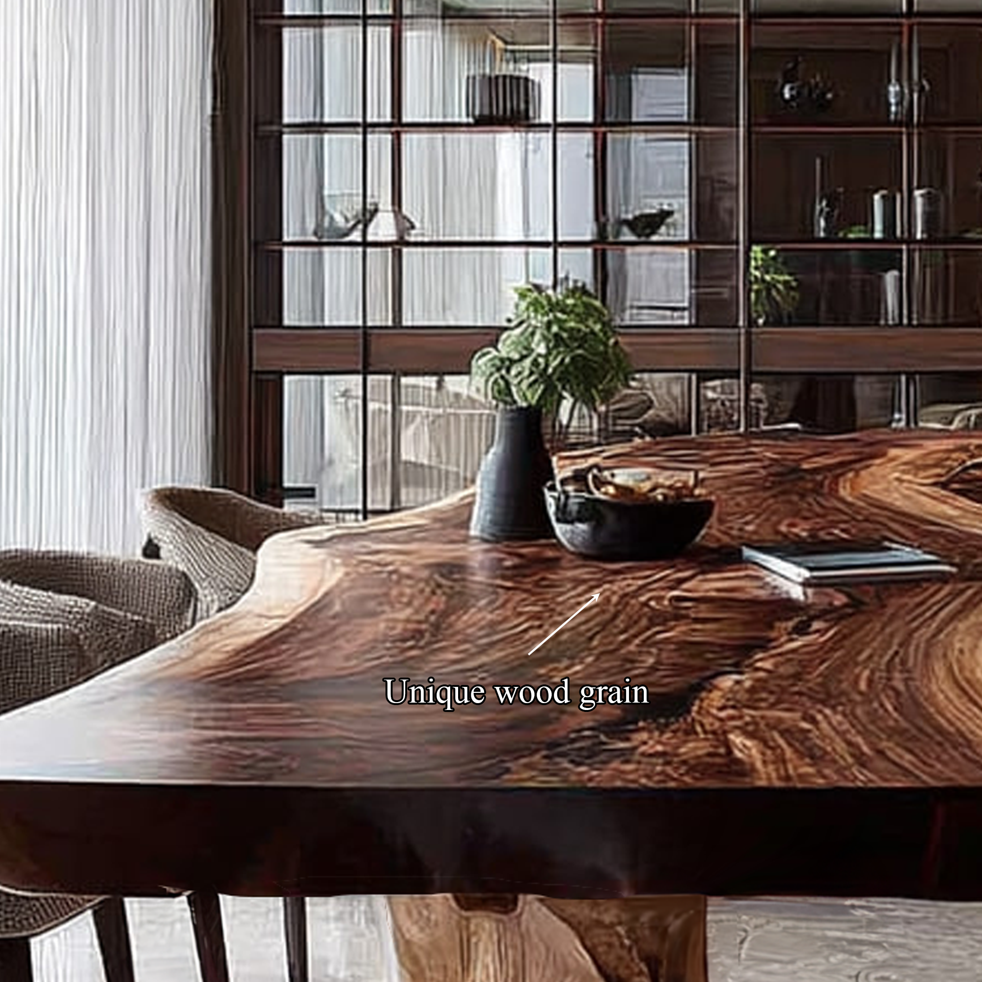 Rustic Raw Edge Wooden Dining Table Dining Room SINLKIDT104