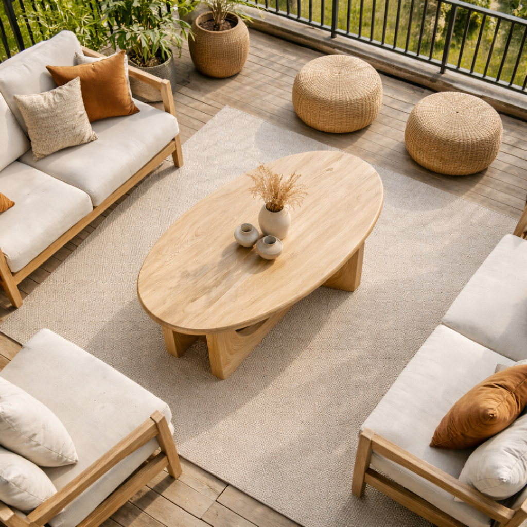 Serene Sculptural Solid Wood Coffee Table Flowing Base Natural Harmony Modern Living Room Interior SINLKICF299