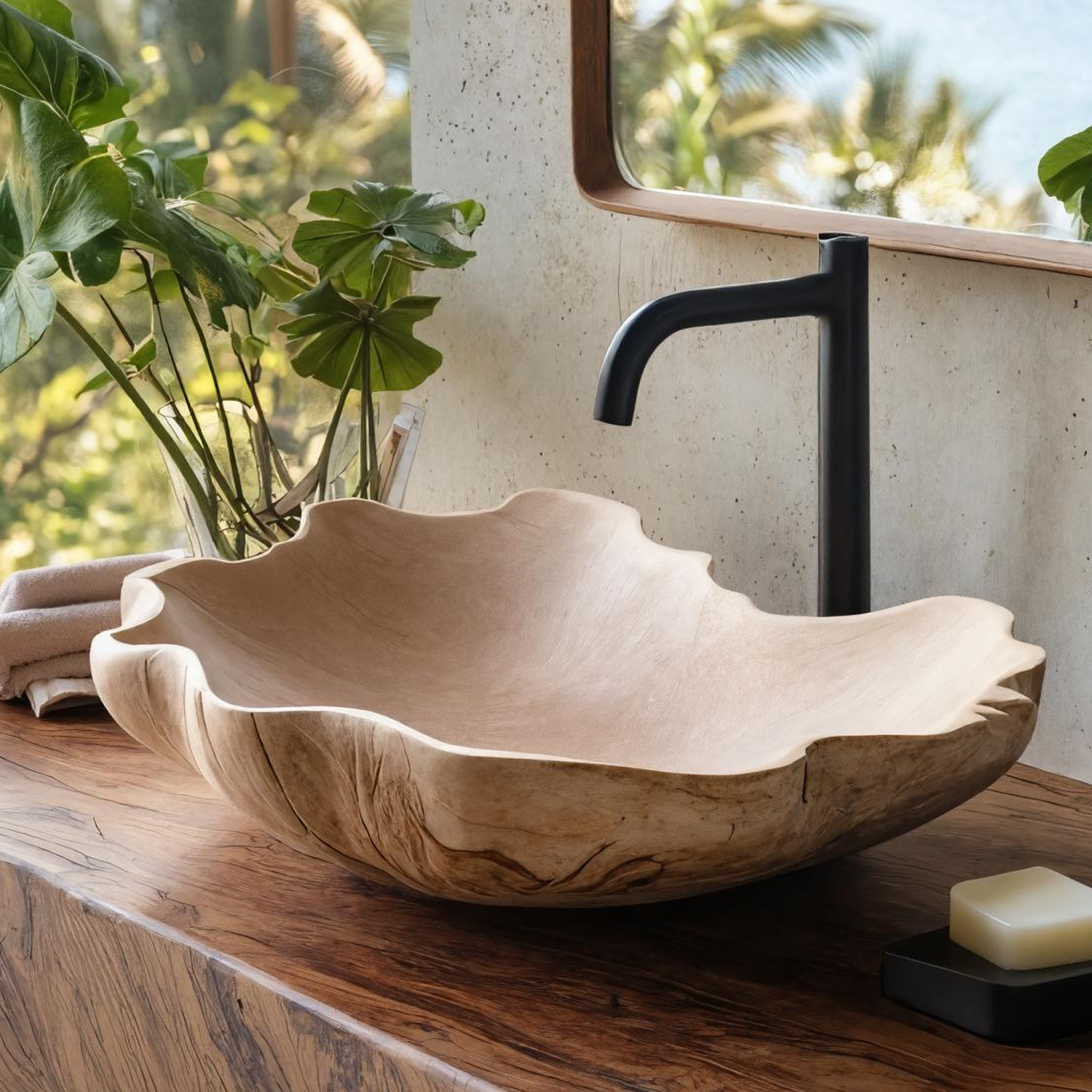 Rustic Solid Wood Sink For Authentic Bathroom Feel SILDTTRVS019
