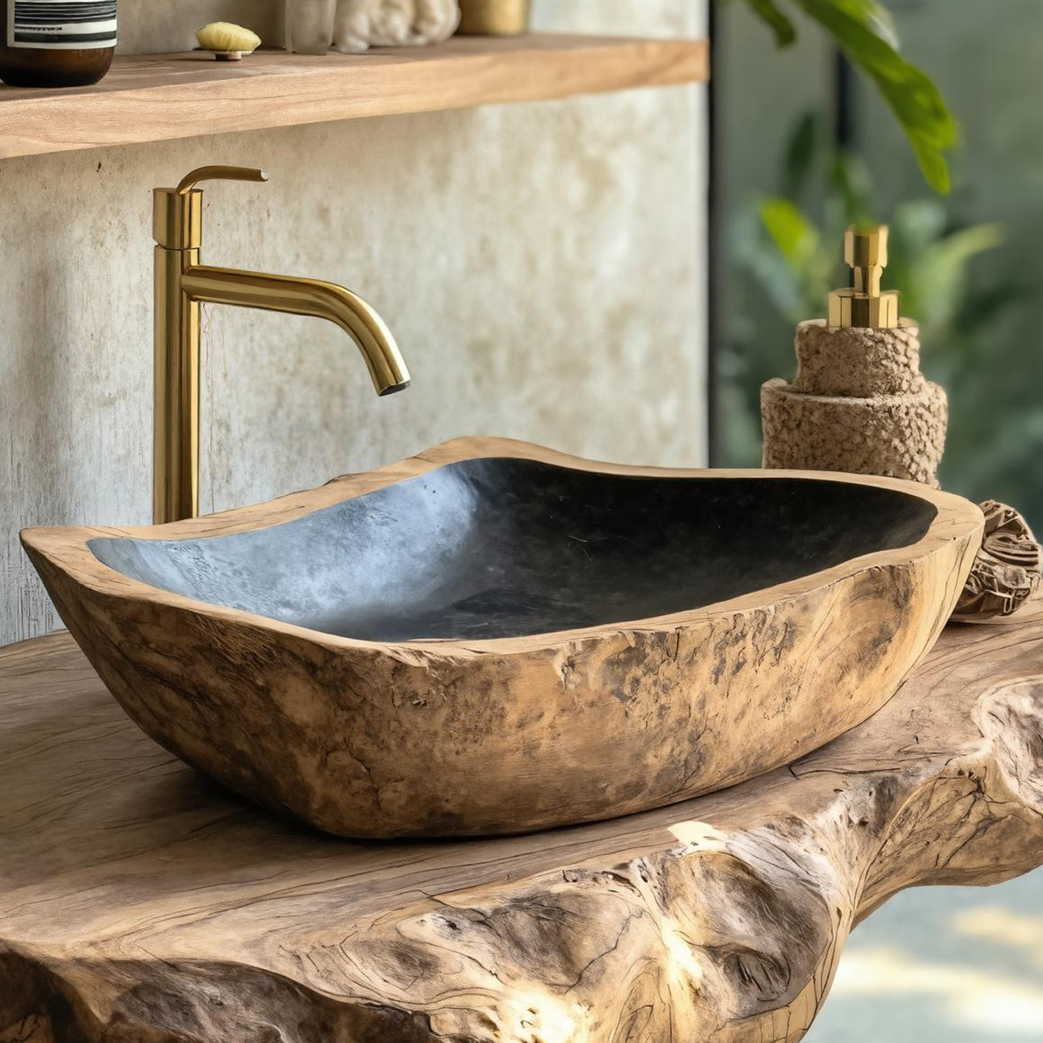 Rustic Mid Century Solid Wood Sink For Bathroom Decor SILDTTRVS009