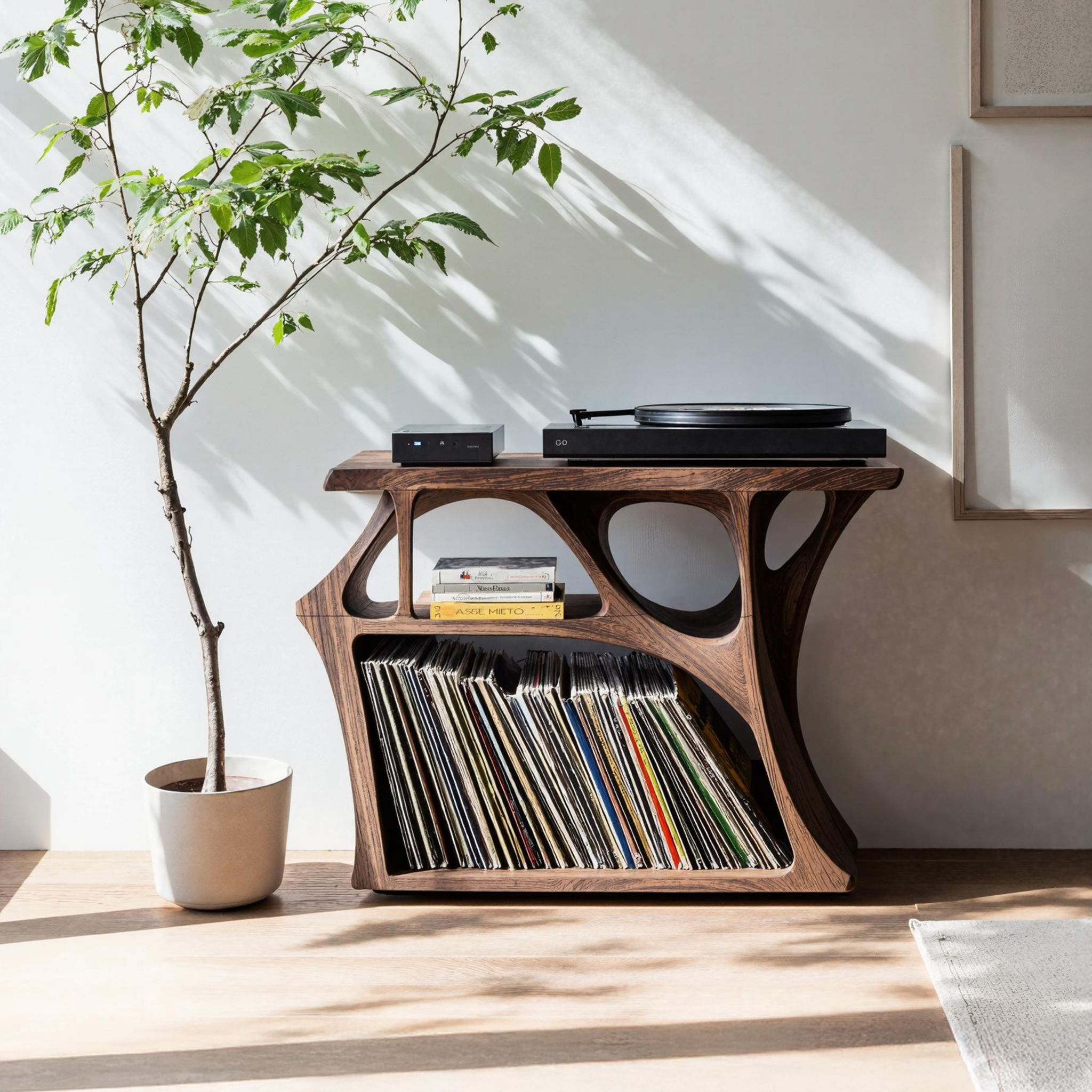 Mid Century Record Stand Living Room Decor Essential SILDTRPT025