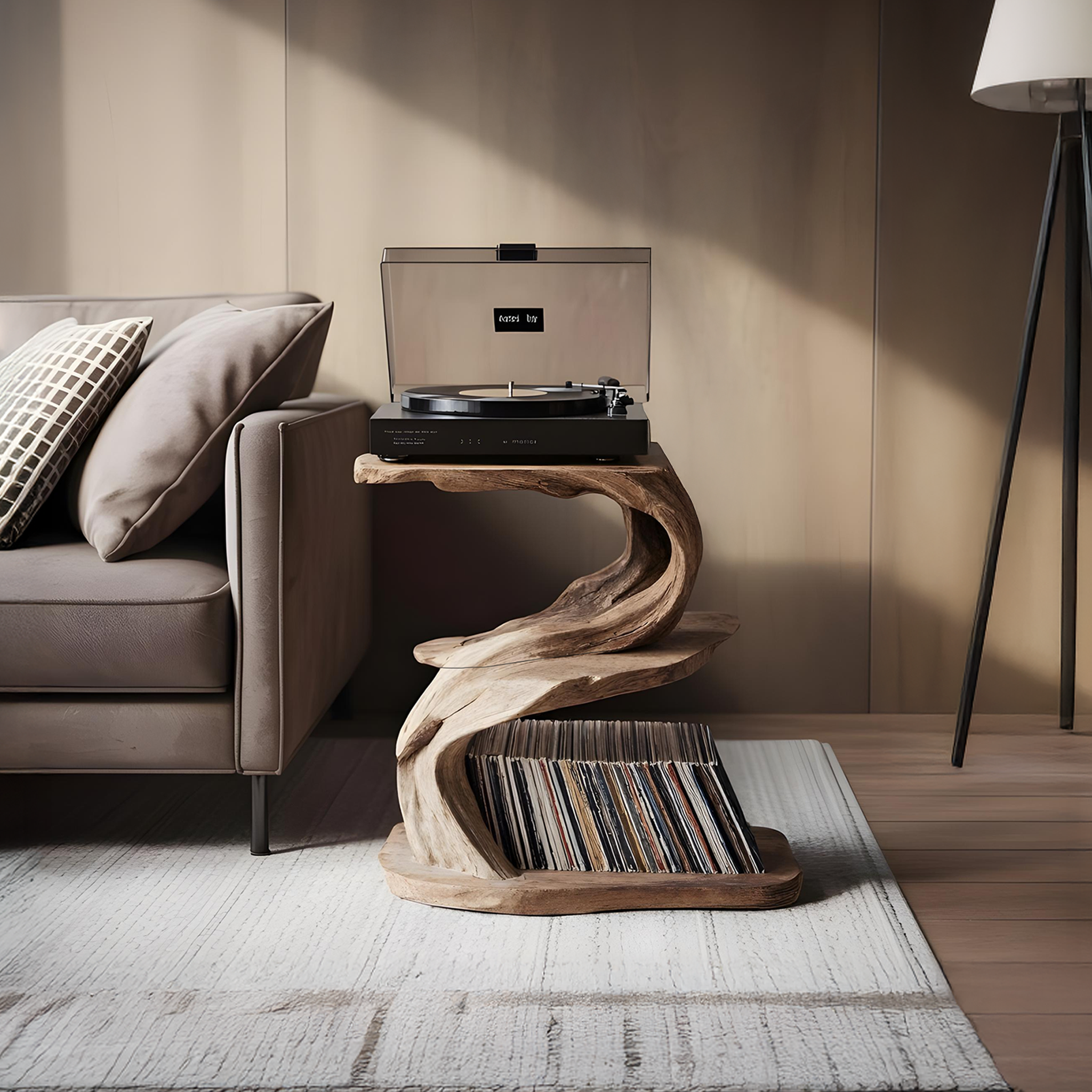 Rustic Record Stand Industrial Living Room Furniture SILDTTNRPT010