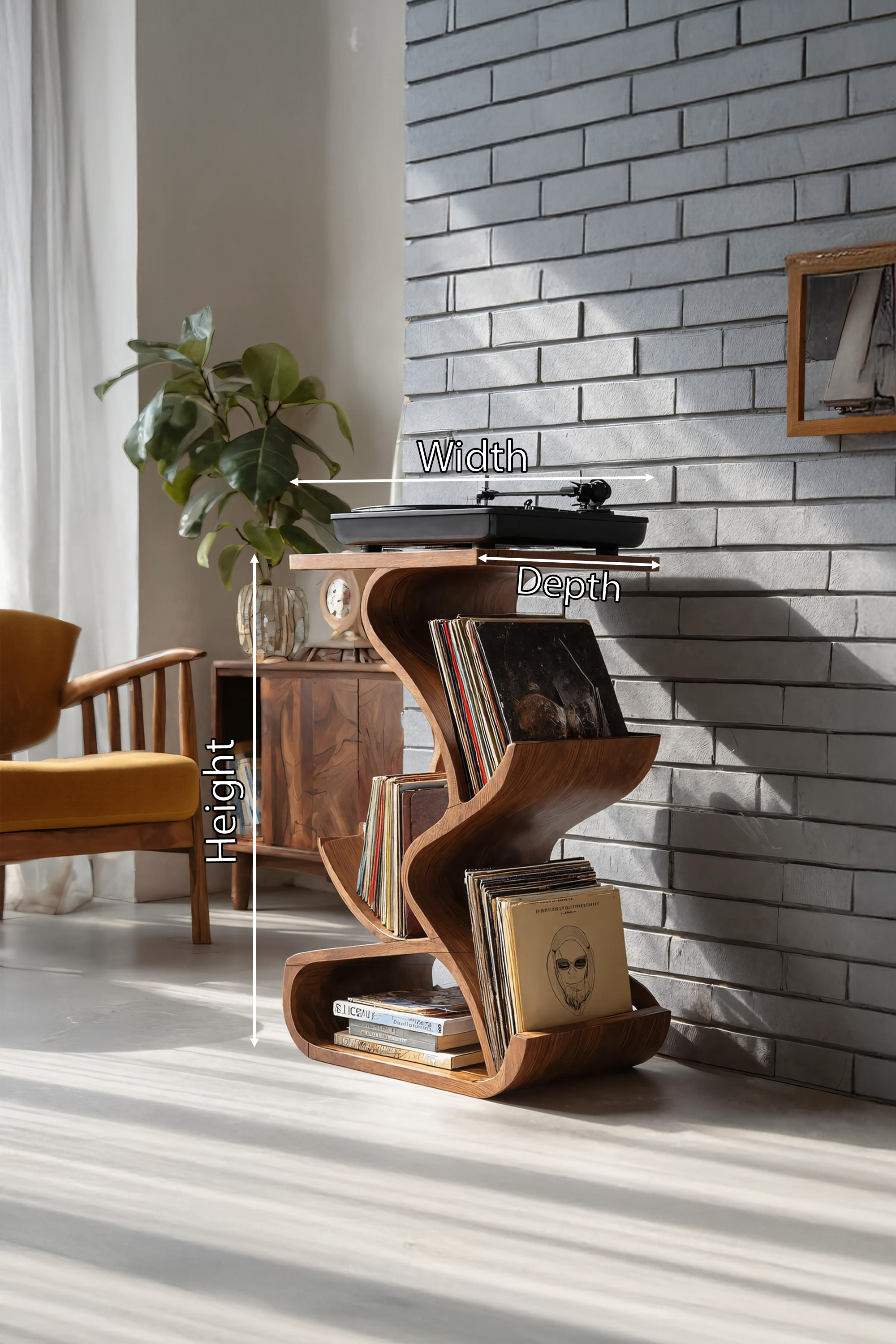 Handcrafted Record Stand With Storage For Furniture SILDTTRRPT035