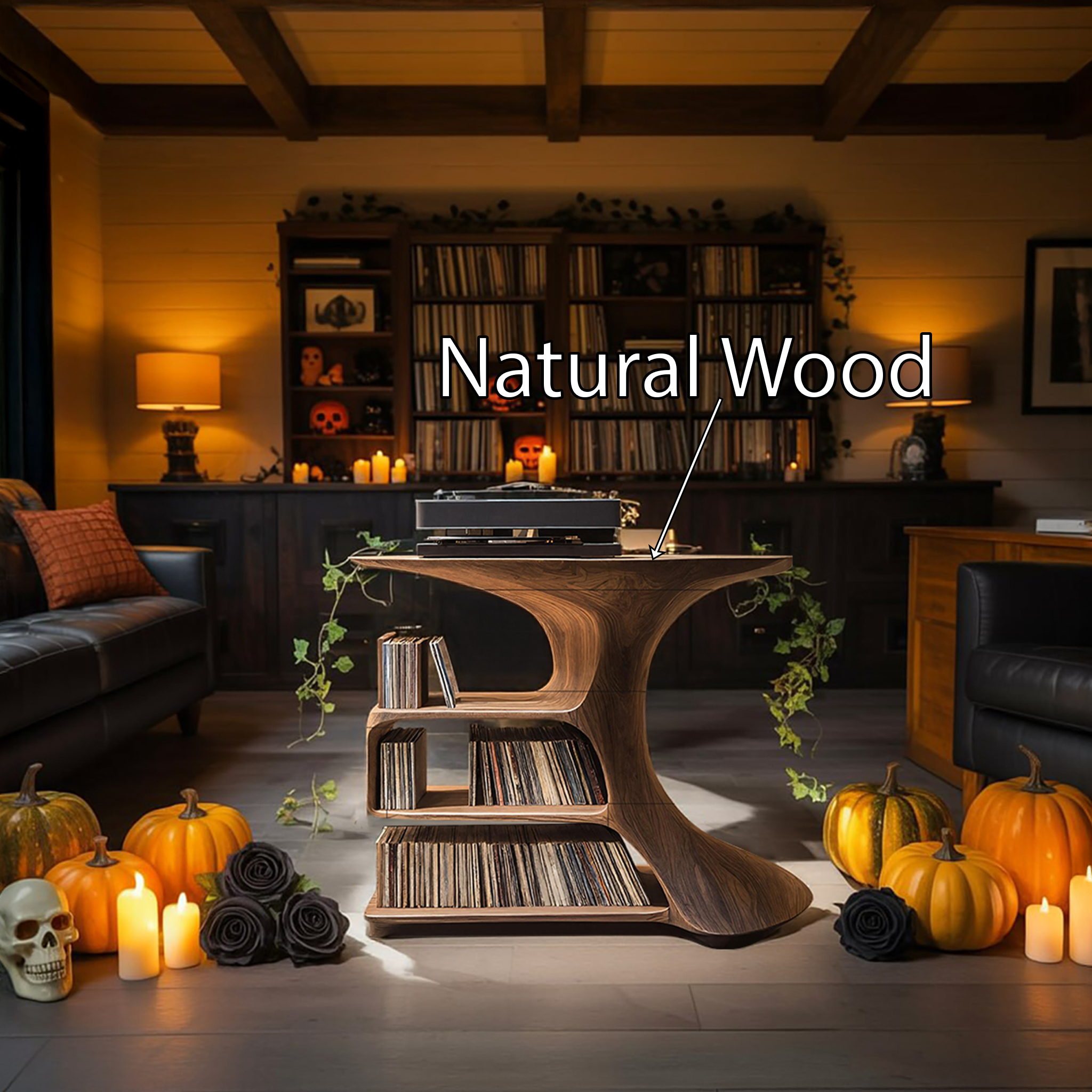 Modern Wooden Live Edge Record Stand For Bedroom Halloween Ideas SILDTTRHRS004