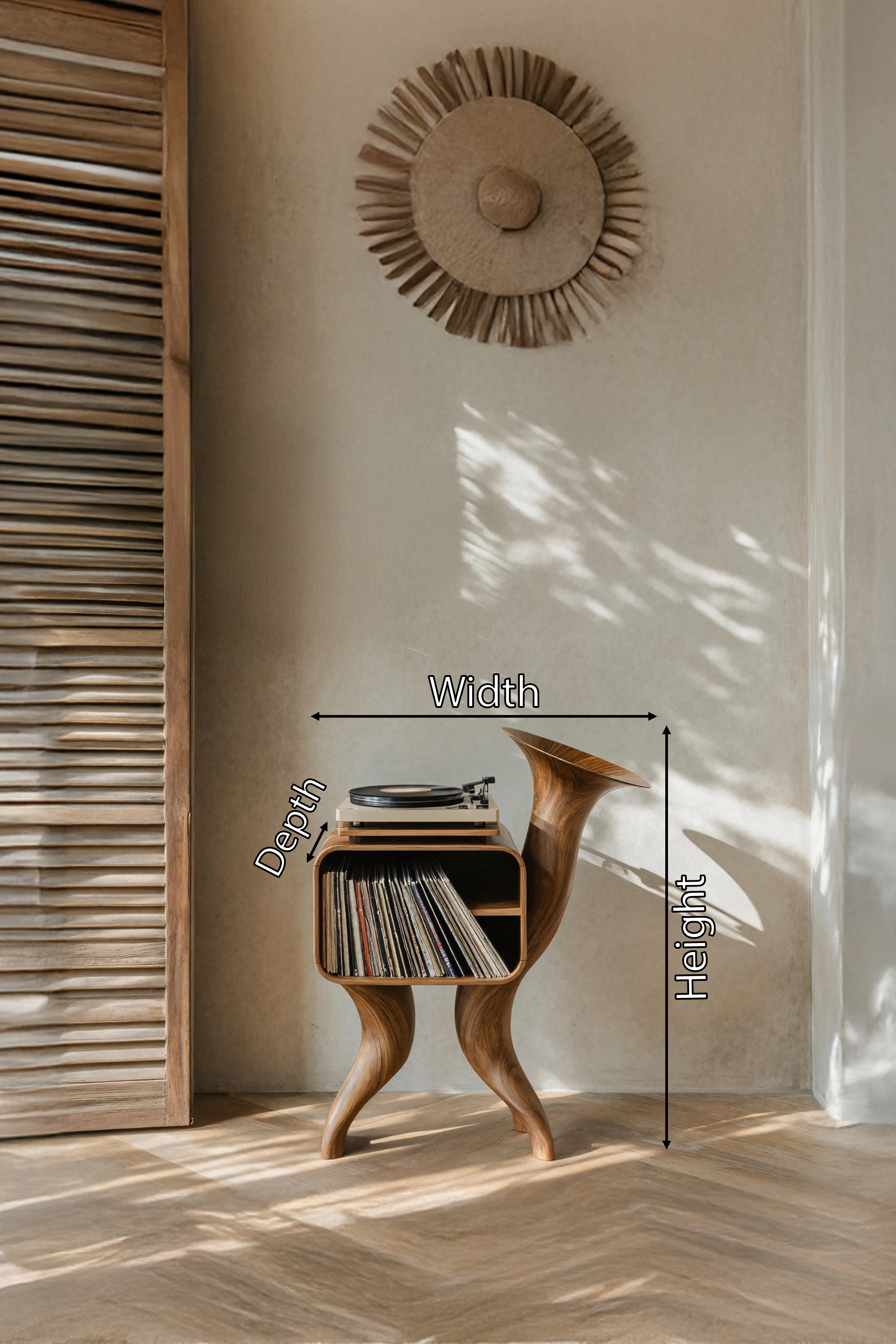 Rustic Wood Record Stand For Bedroom Organization SILDTTRRPT013
