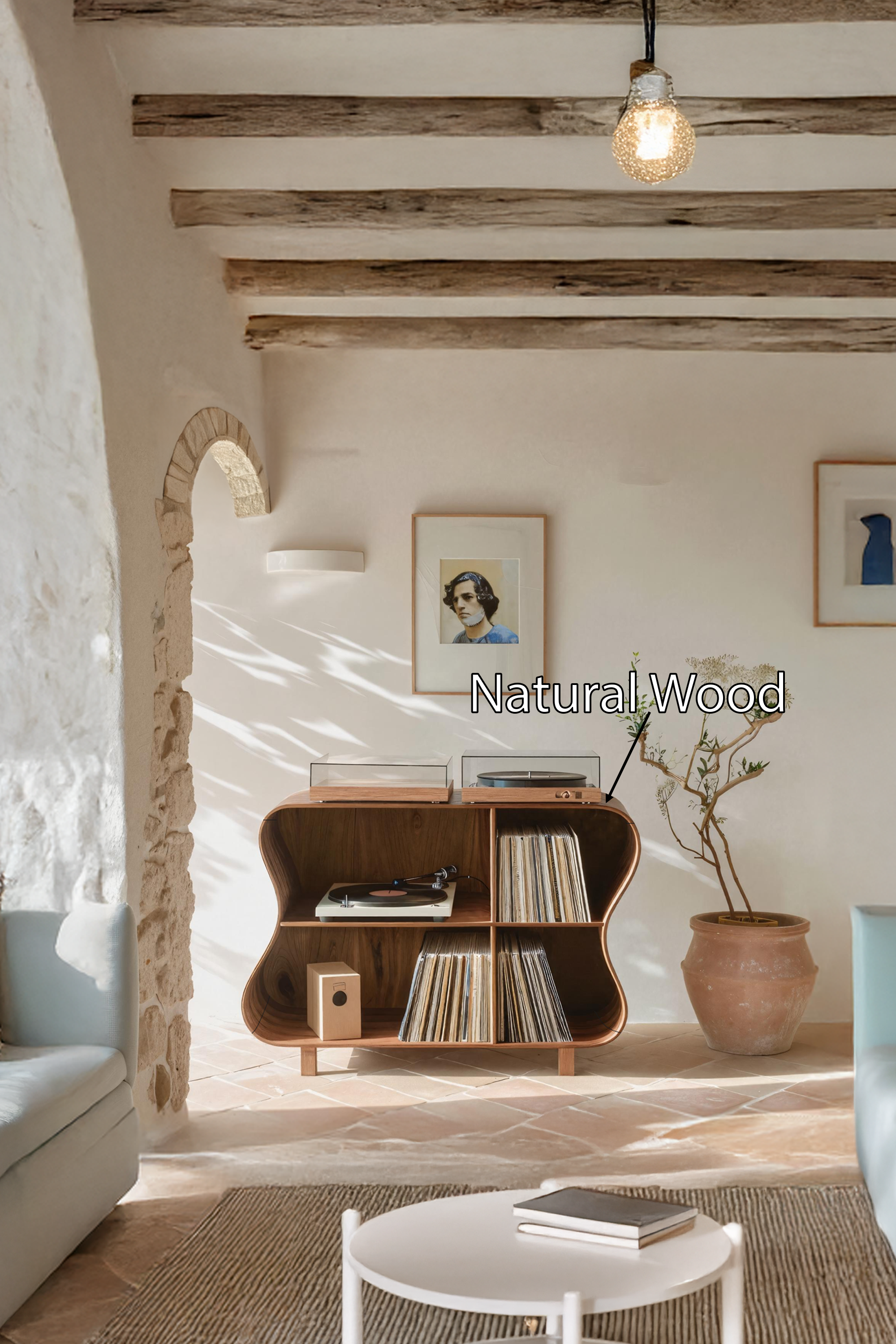 Rustic Wooden Vinyl Storage For Bedroom Display SILDTTRRPT021