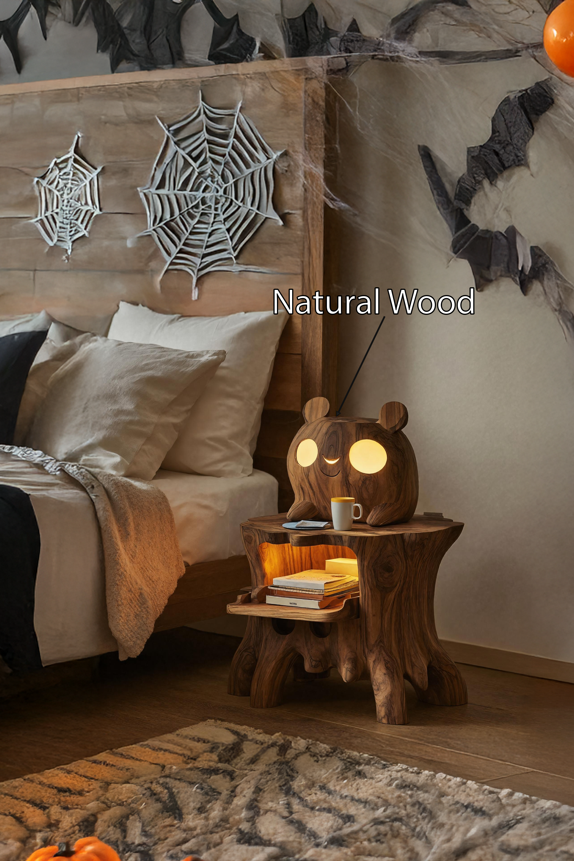 Rustic Wooden Side Table For Modern Bedroom Interior SILDTTRNS015