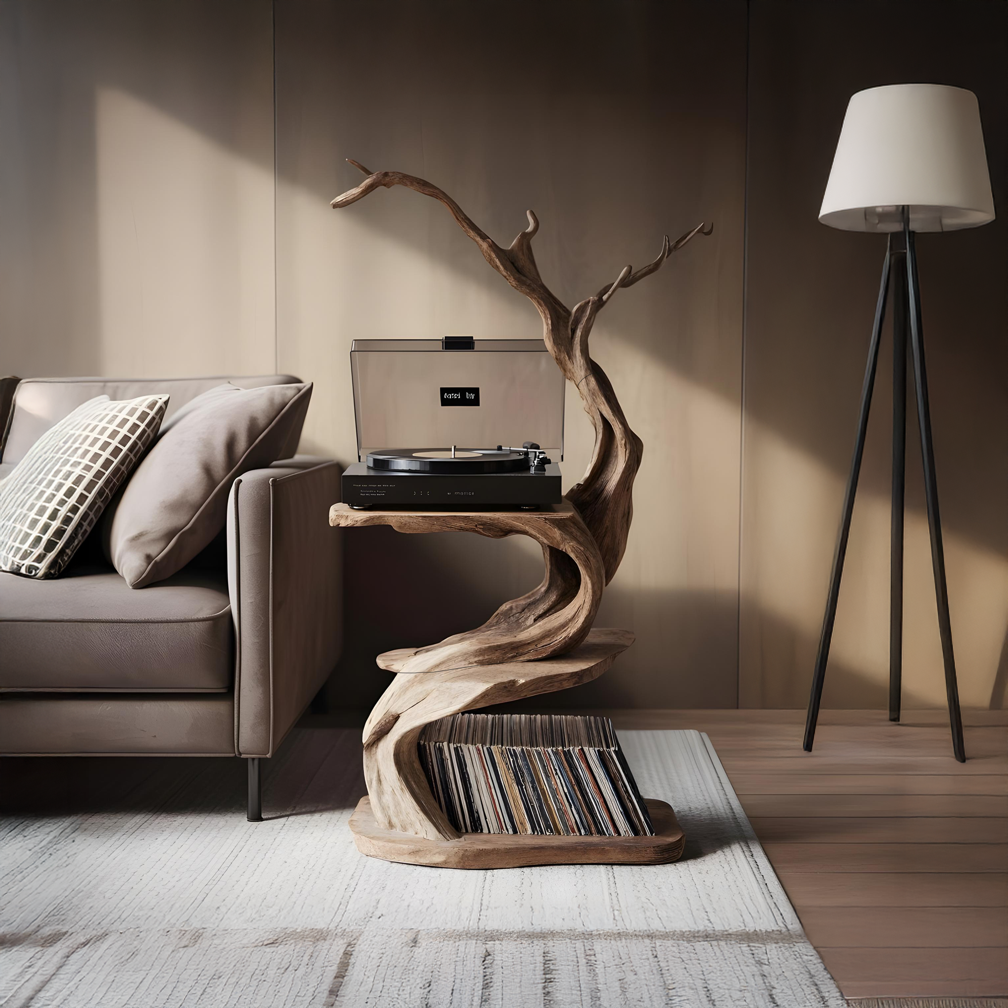Rustic Record Stand Industrial Living Room Furniture SILDTRPT028