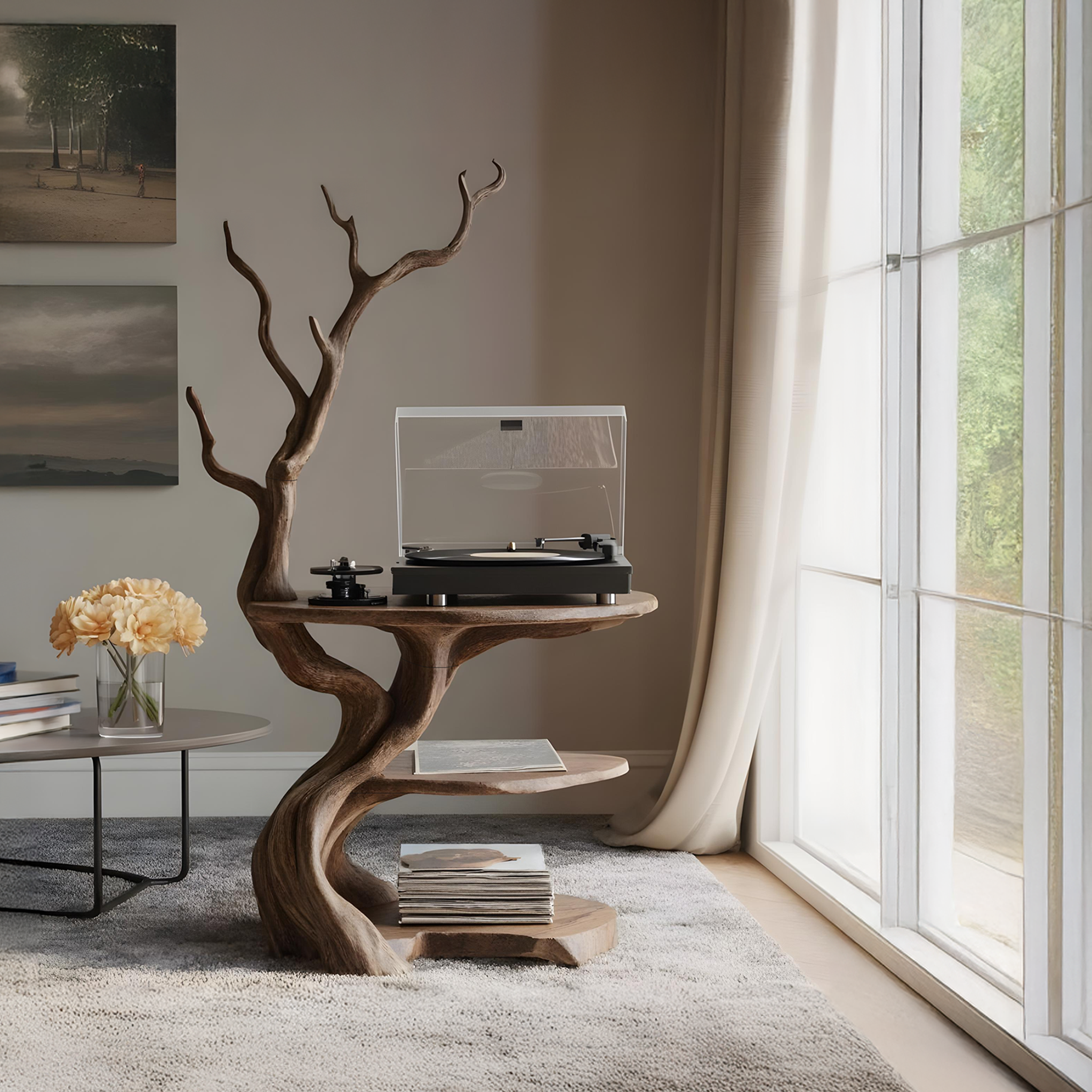 Handcrafted Wooden Media Stand Custom Living Room SILDTRPT035