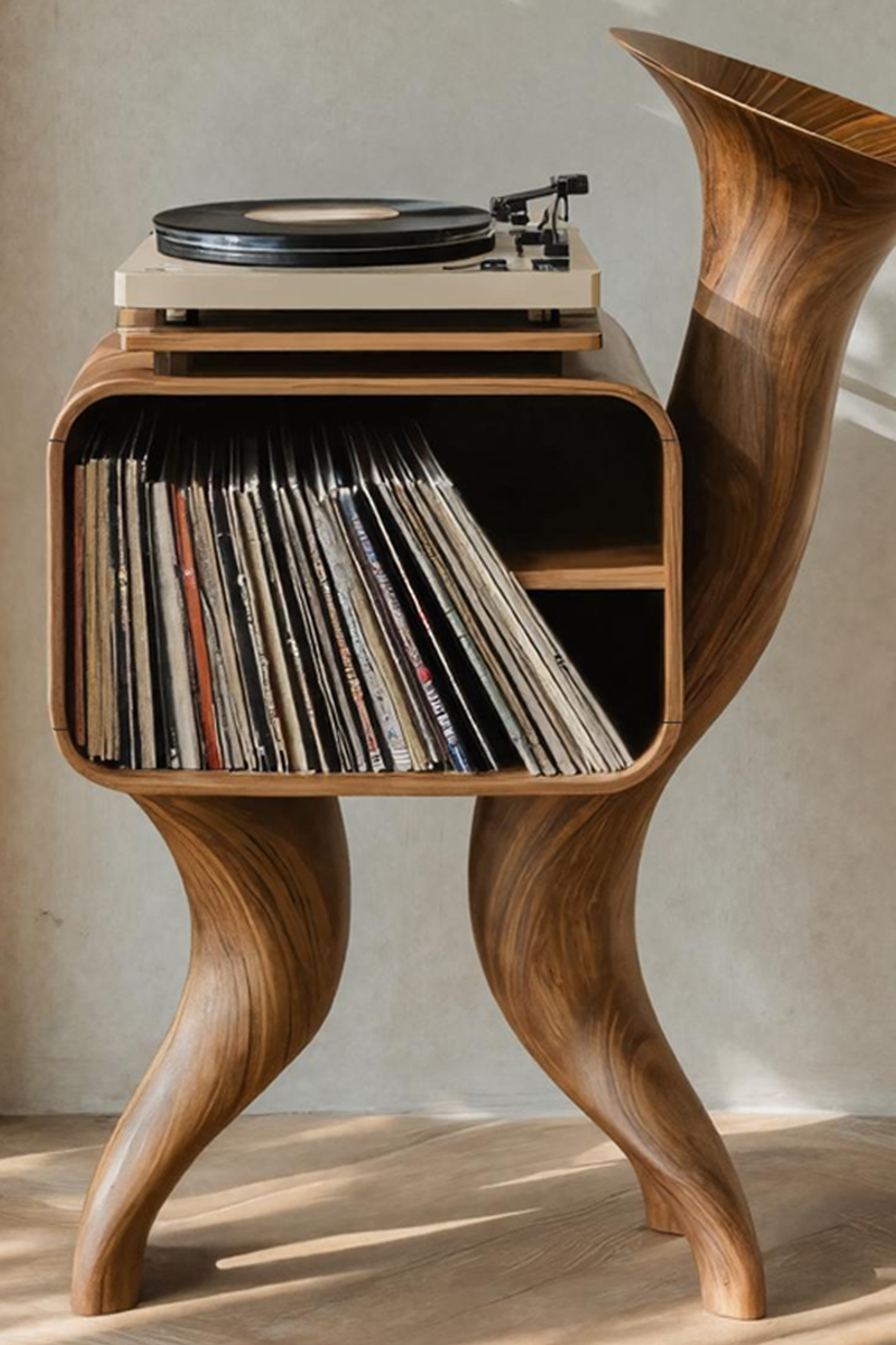 Rustic Wood Record Stand For Bedroom Organization SILDTTRRPT013
