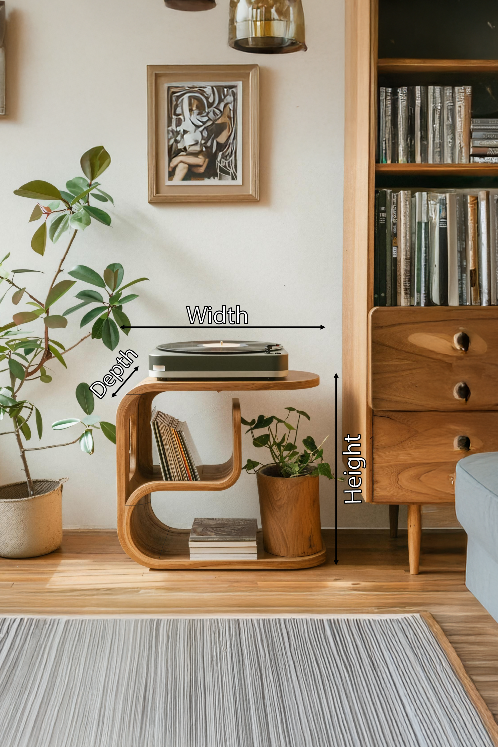 Rustic Wood Vinyl Player Stand For Livingroom Setup SILDTTRRPT037