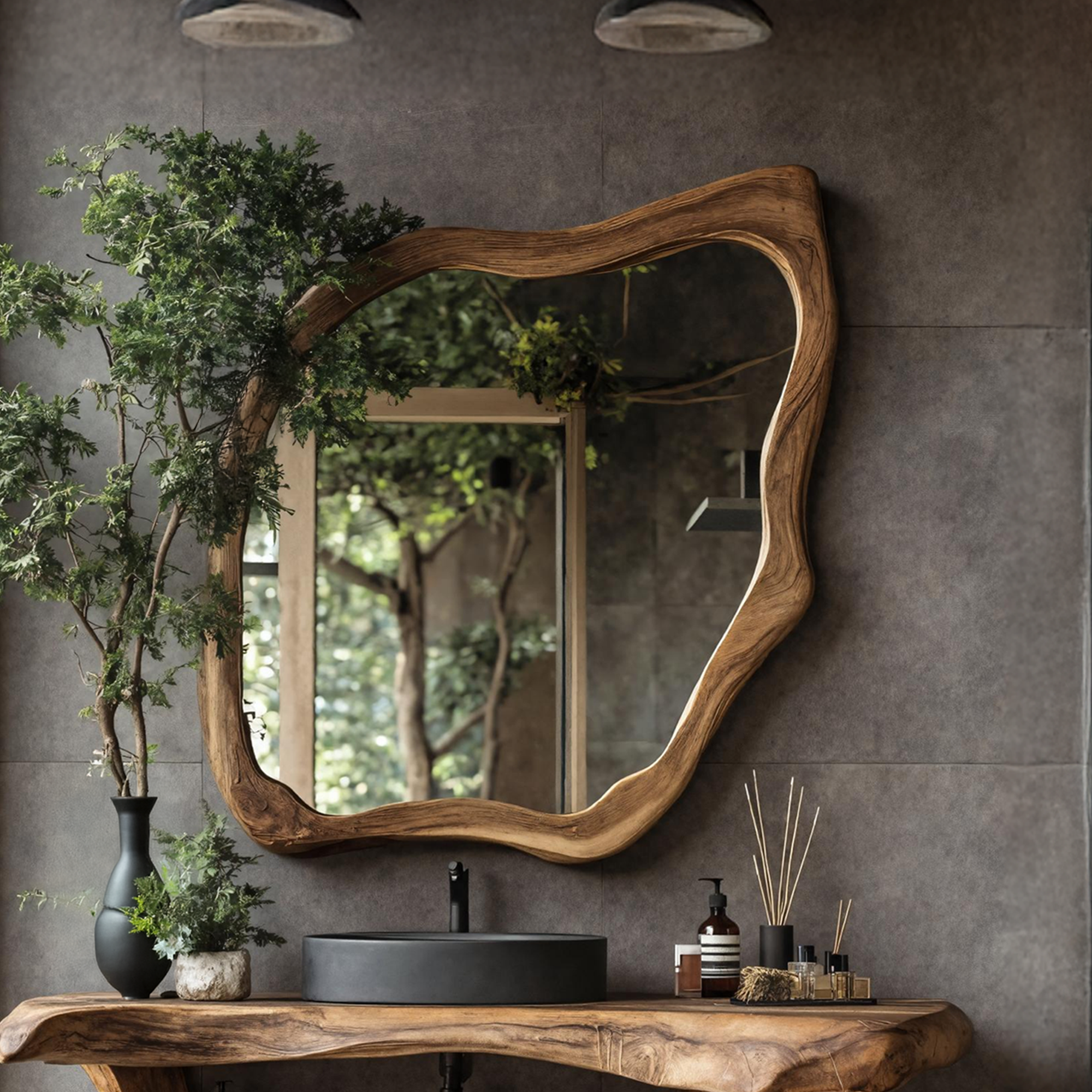Handcrafted Wooden Mirror For Stylish Bathroom Look SILDTTRMI026