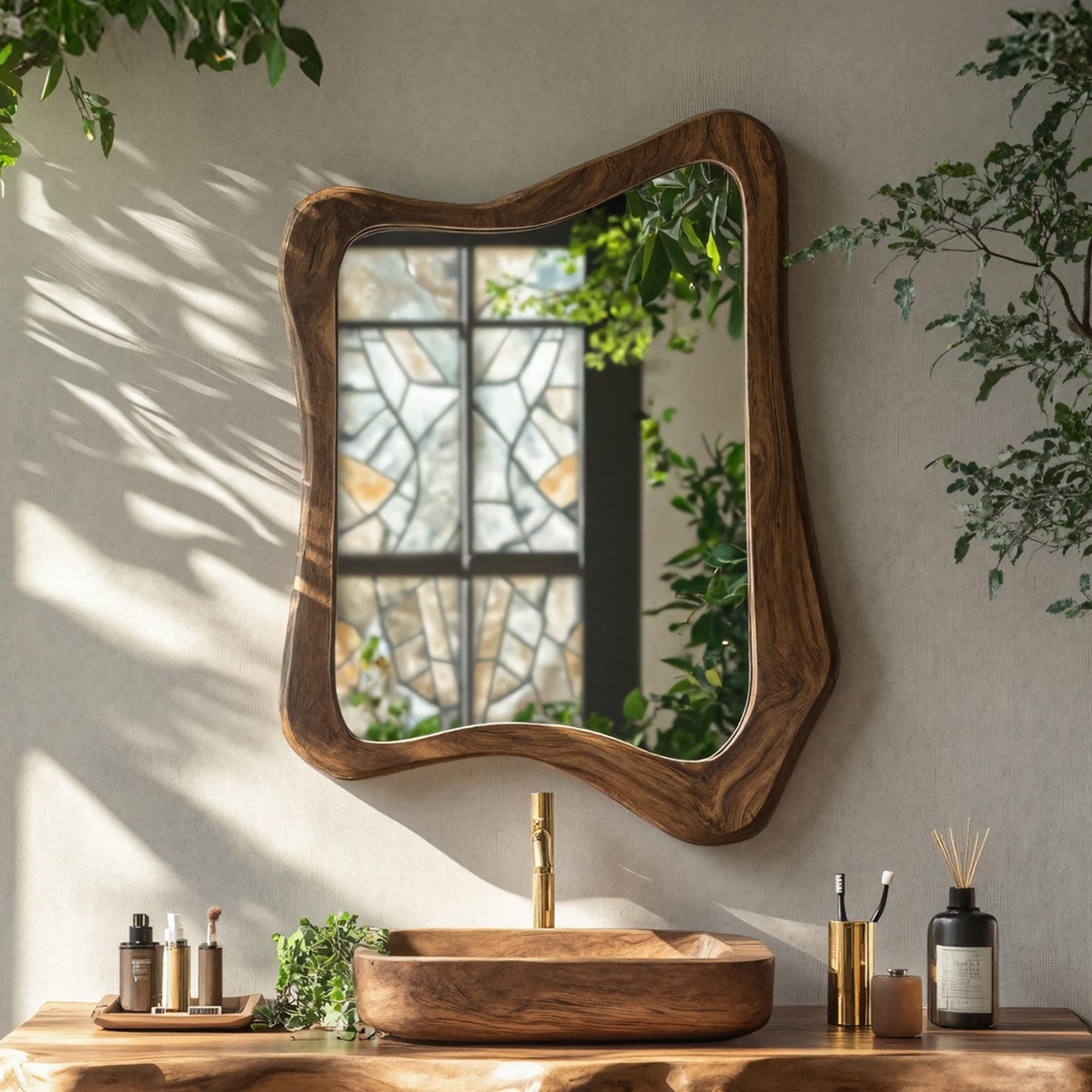 Irregular Handmade Mirror For Bathroom Vanity Decor SILDTTRMI024