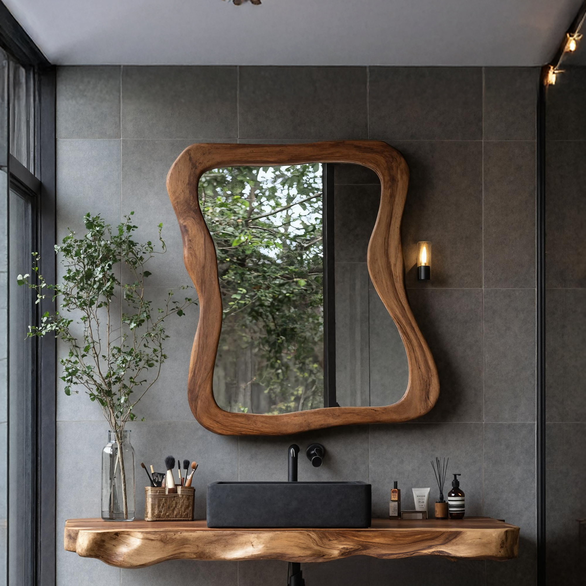 Farmhouse Mirror With Live Edge For Bathroom Decor SILDTTRMI022