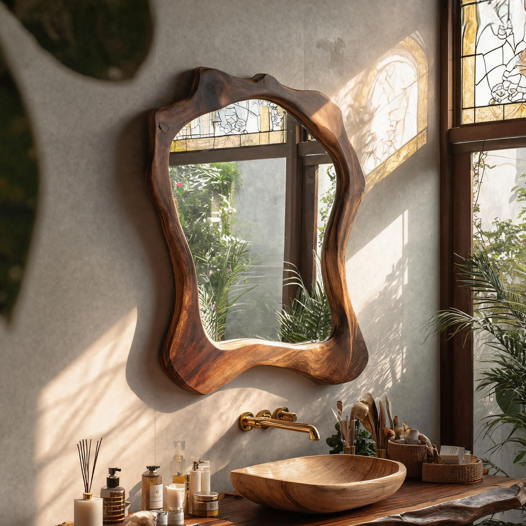 Handmade Asymmetrical Mirror For Unique Bathroom Wall SILDTTRMI030