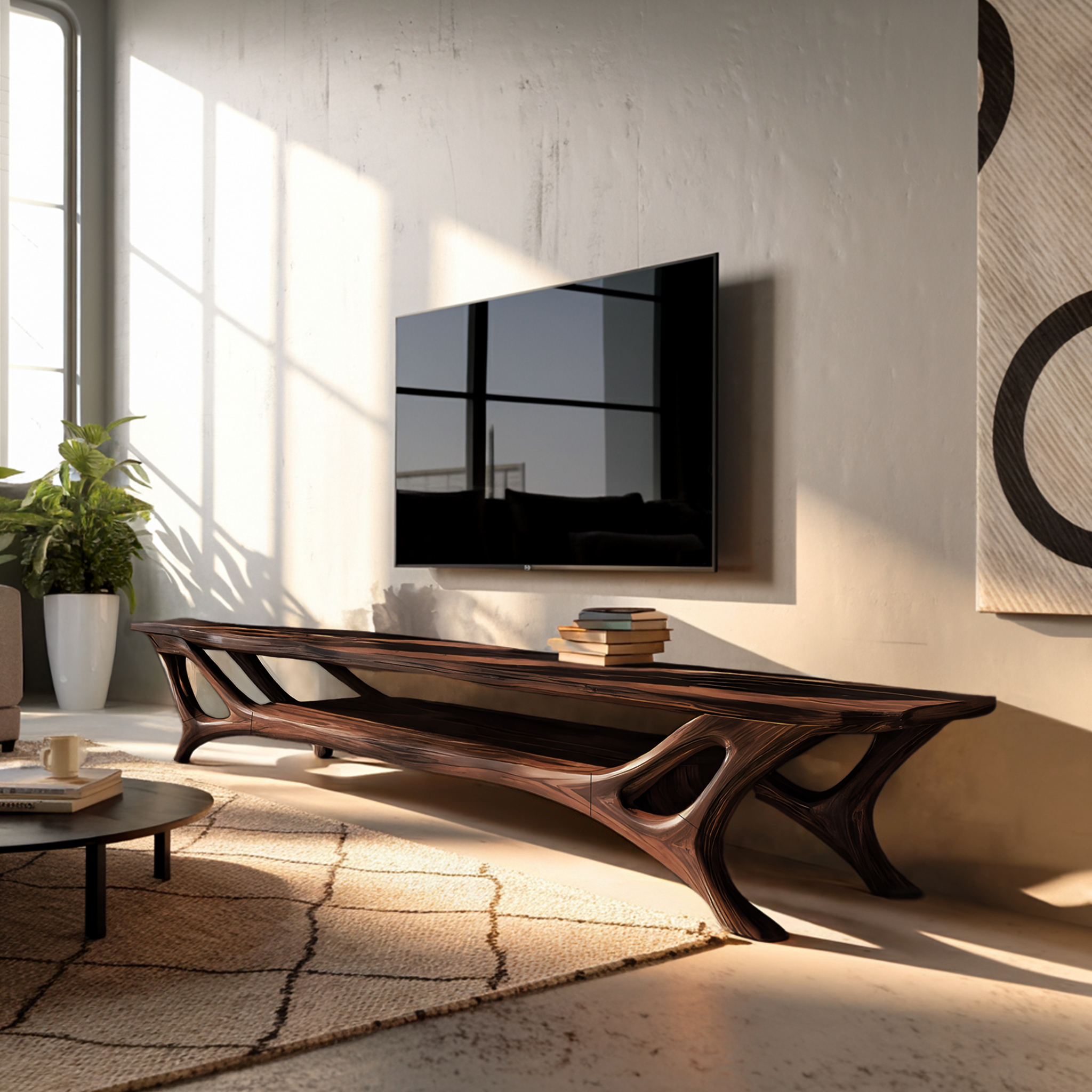 Curved TV Stand For Contemporary Living Room Furniture RTTHTTTVC056
