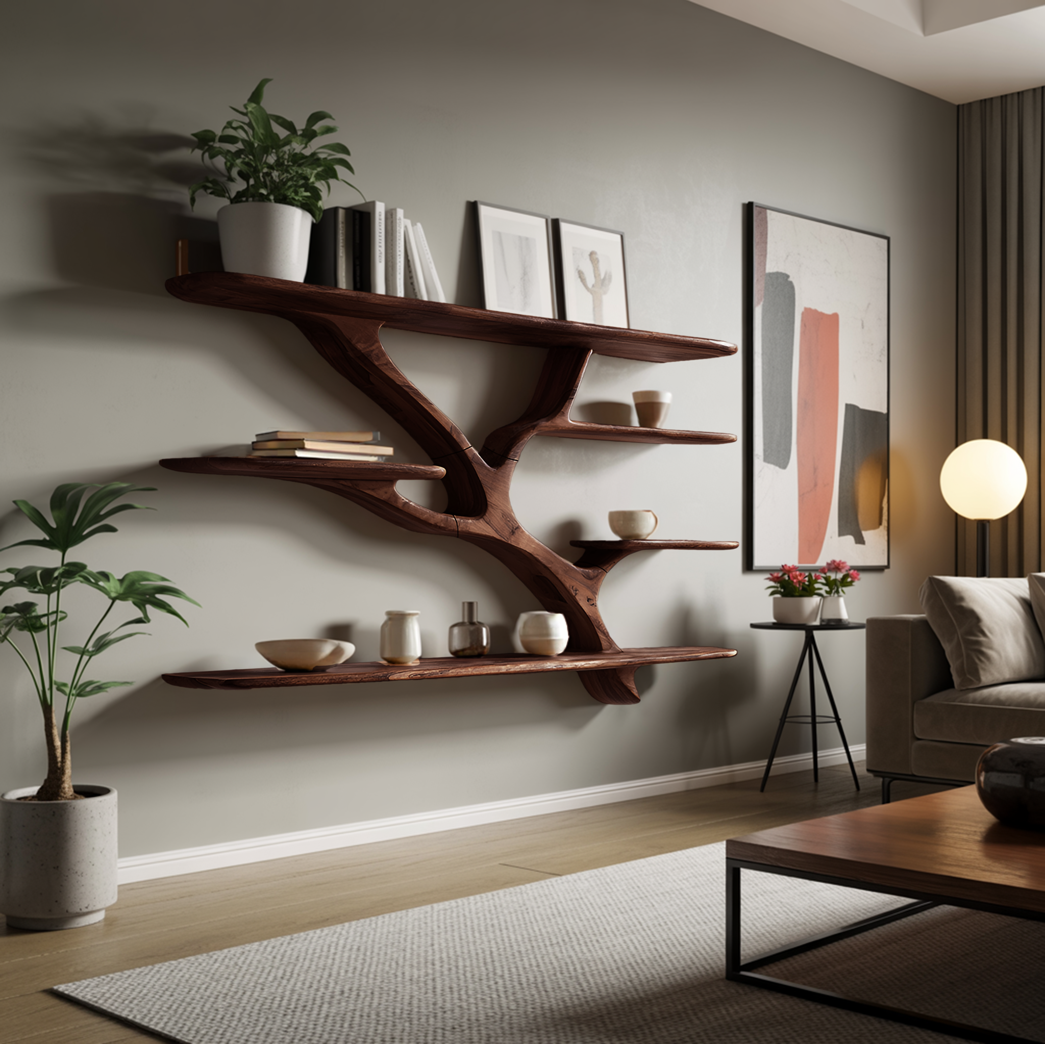 Industrial Floating Wooden Shelving Unit For Bedroom Organizer SILDTTRWMS023