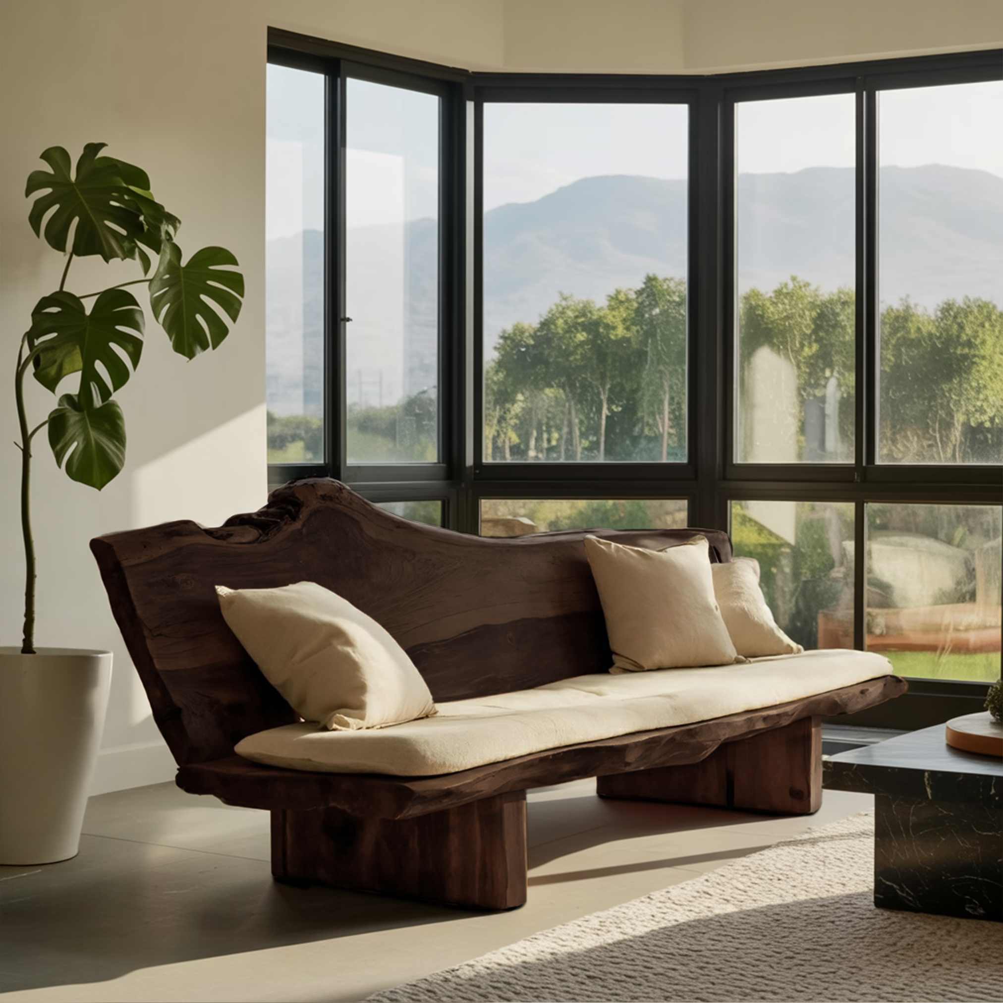 Organic Wood Sofa With Natural Edge Design For Home Decoration SITHTTSF026