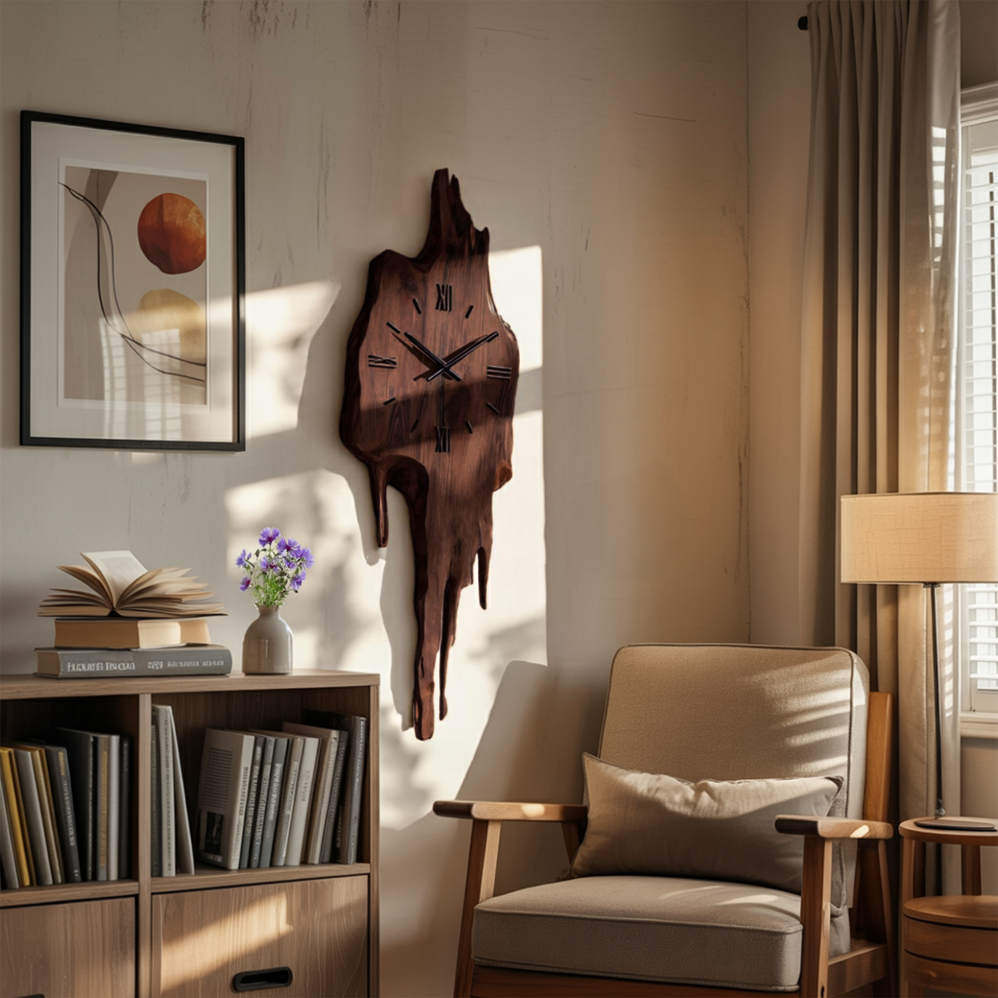 Artistic Wall Clock With Floating Edge For Living Room SITHTTWAC003