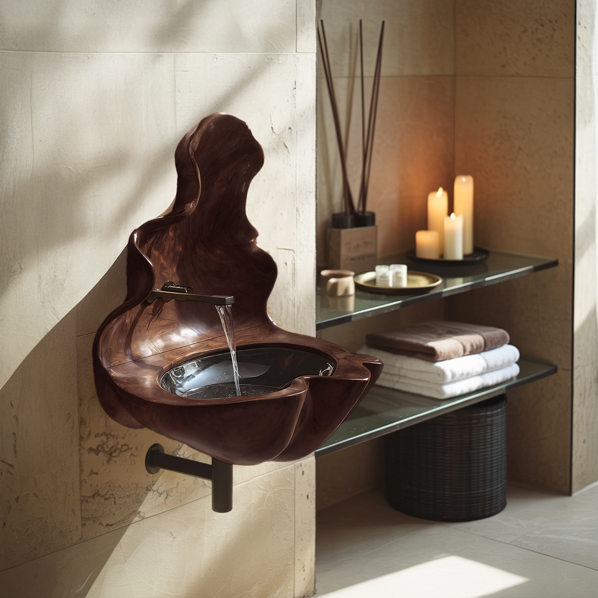 Handcrafted Wooden Live Edge Wood Basin For Artistic Furniture Decor SILDTTRVS042