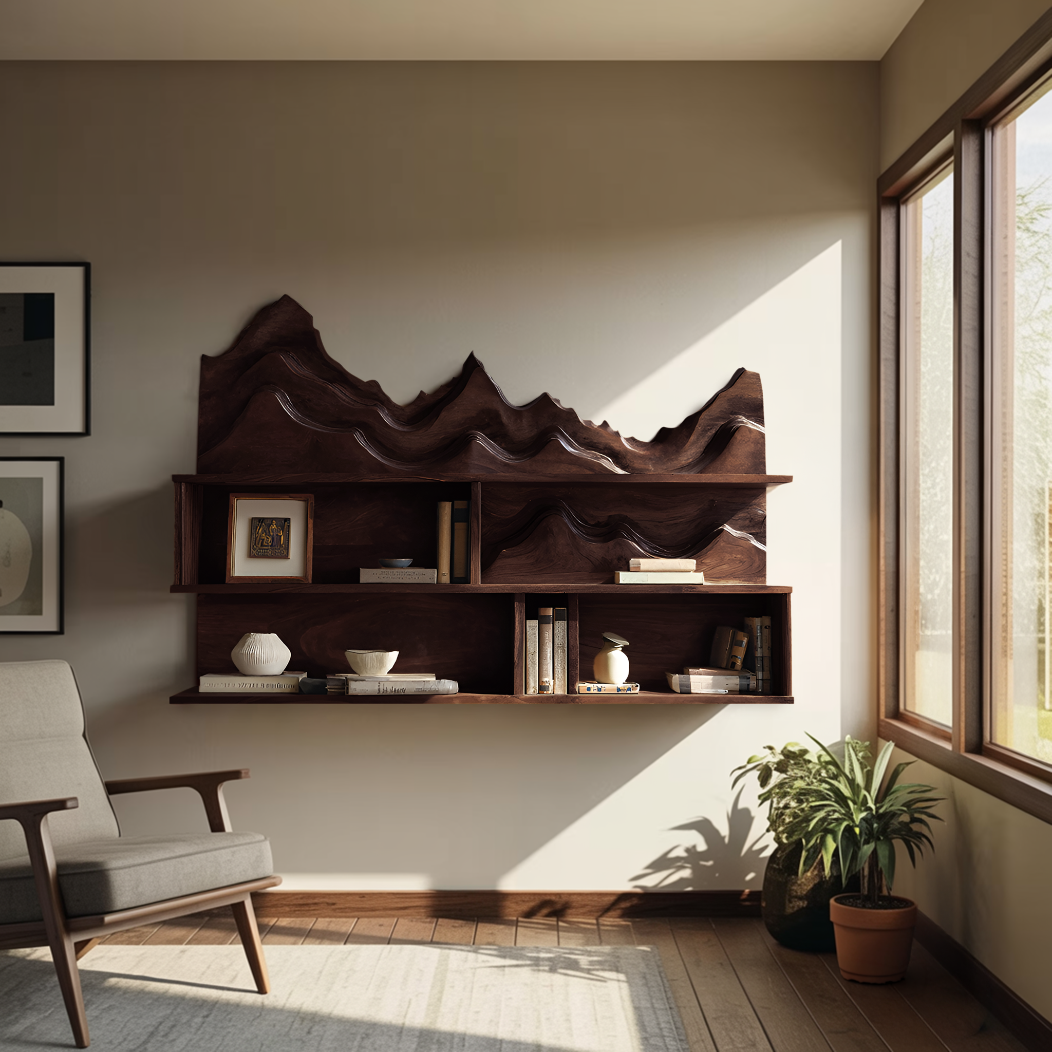 Minimalist Wooden Wall Mounted Bookshelf For Office Storage SILDTTRWMS010