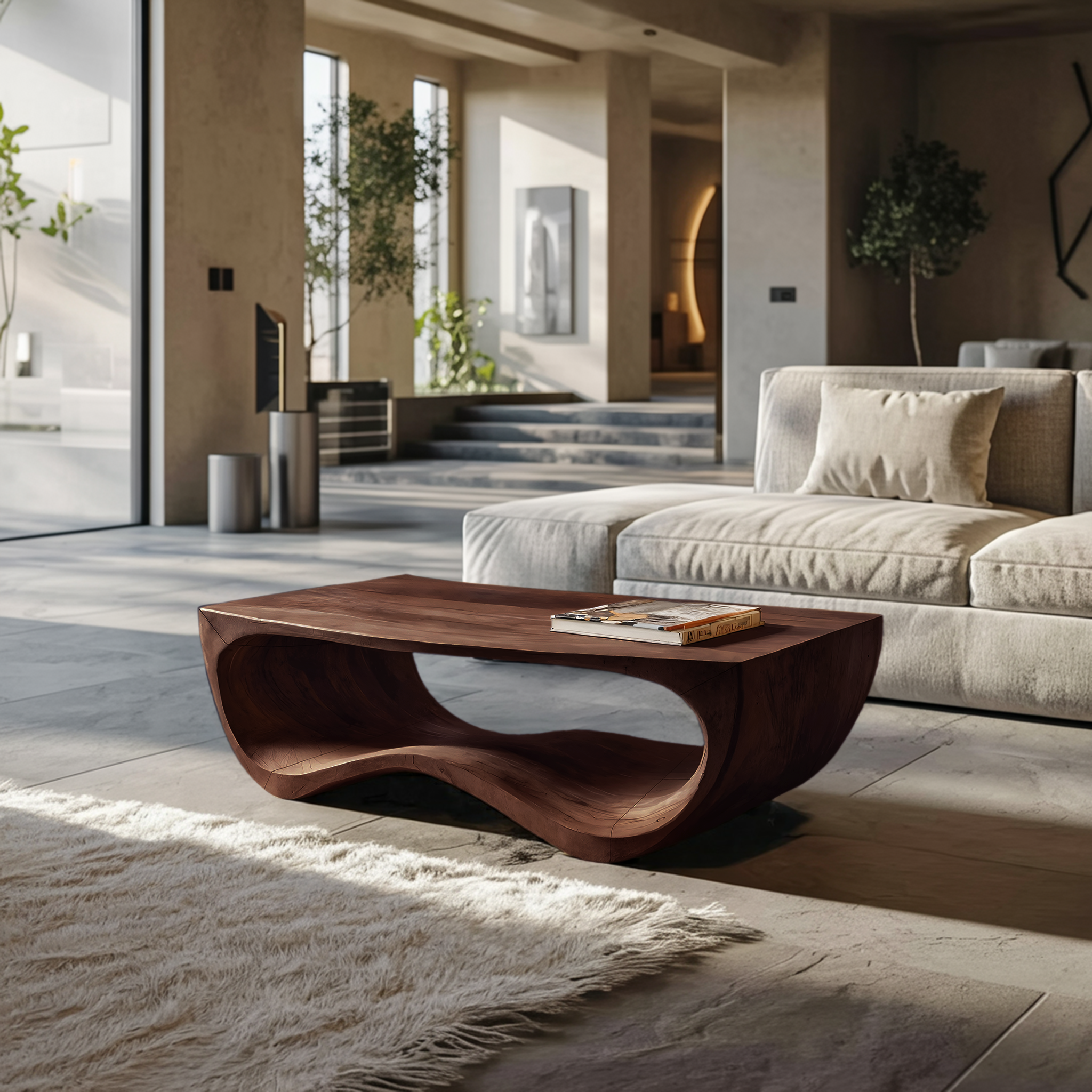 Artistic Sculptural Curved Coffee Table For Living Room RTTHHNCF052