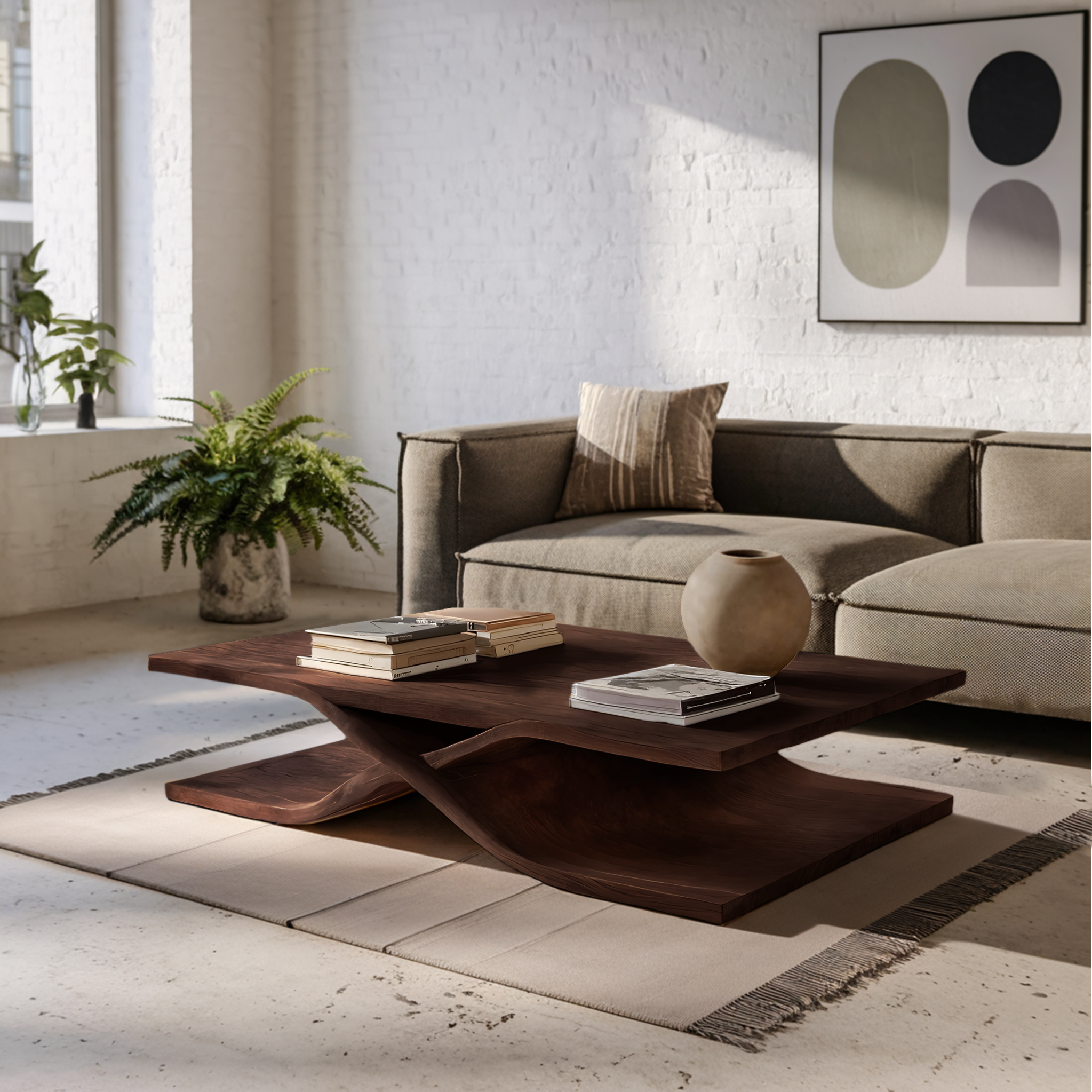 Modern Coffee Table Curved Layered Design For Living Room RTTHHNCF056